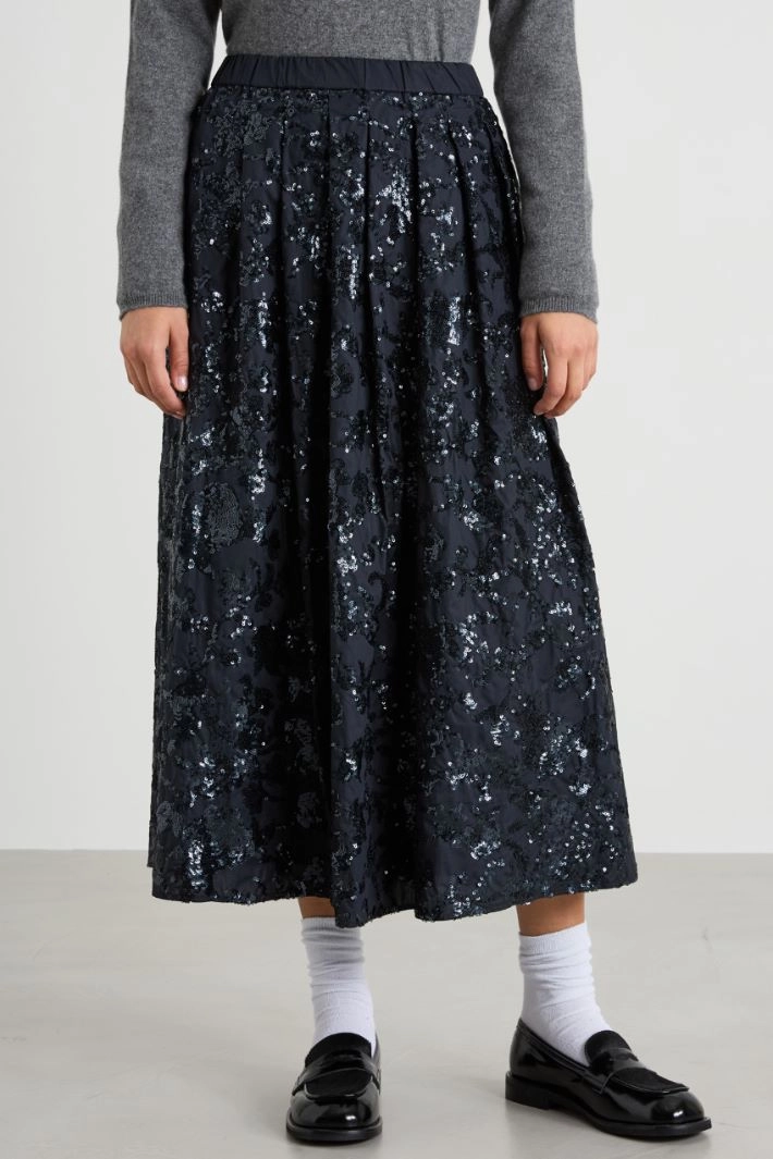 Cotton skirt with sequins - NIGHT BLUE