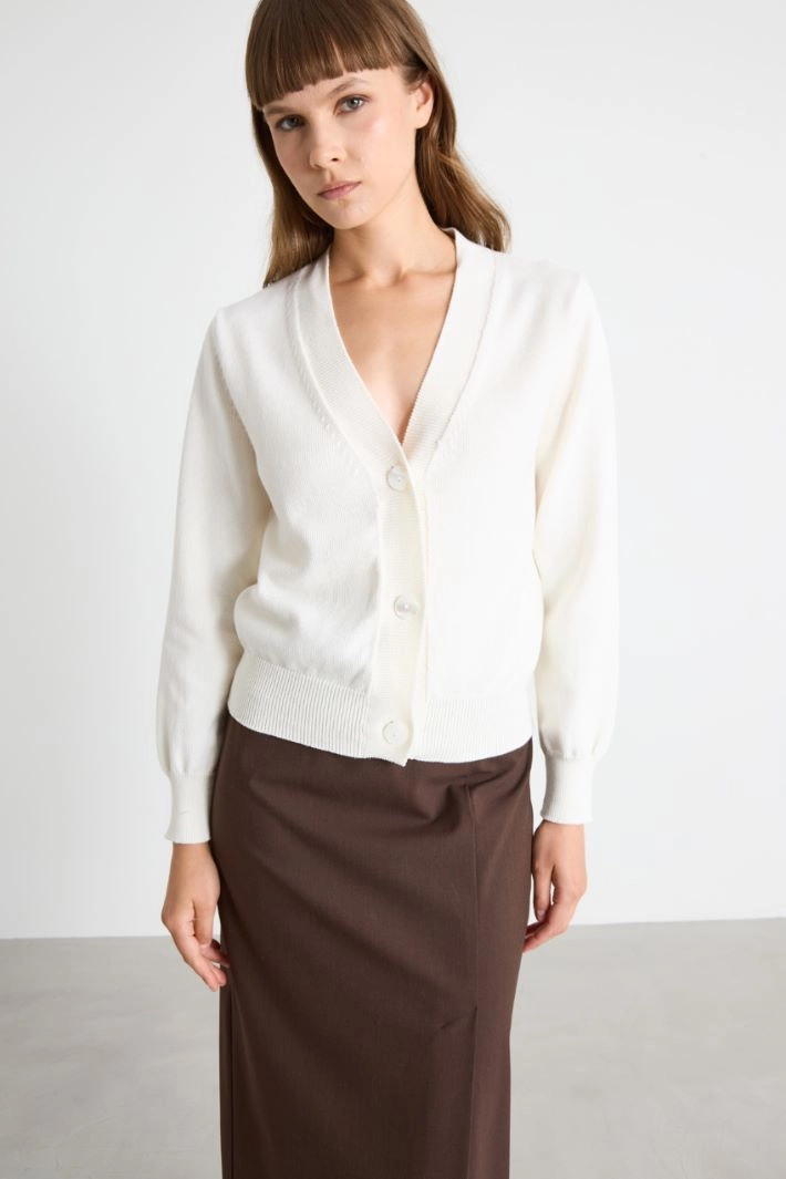 Cotton cardigan - WHITE