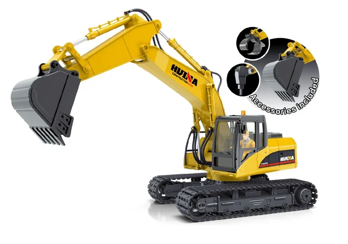 HUINA 1/14 SCALE RC EXCAVATOR 2.4G 15CH w/DIE CAST BUCKET (+DRILL+GRIPPER) 1535-1 HUI1535-1