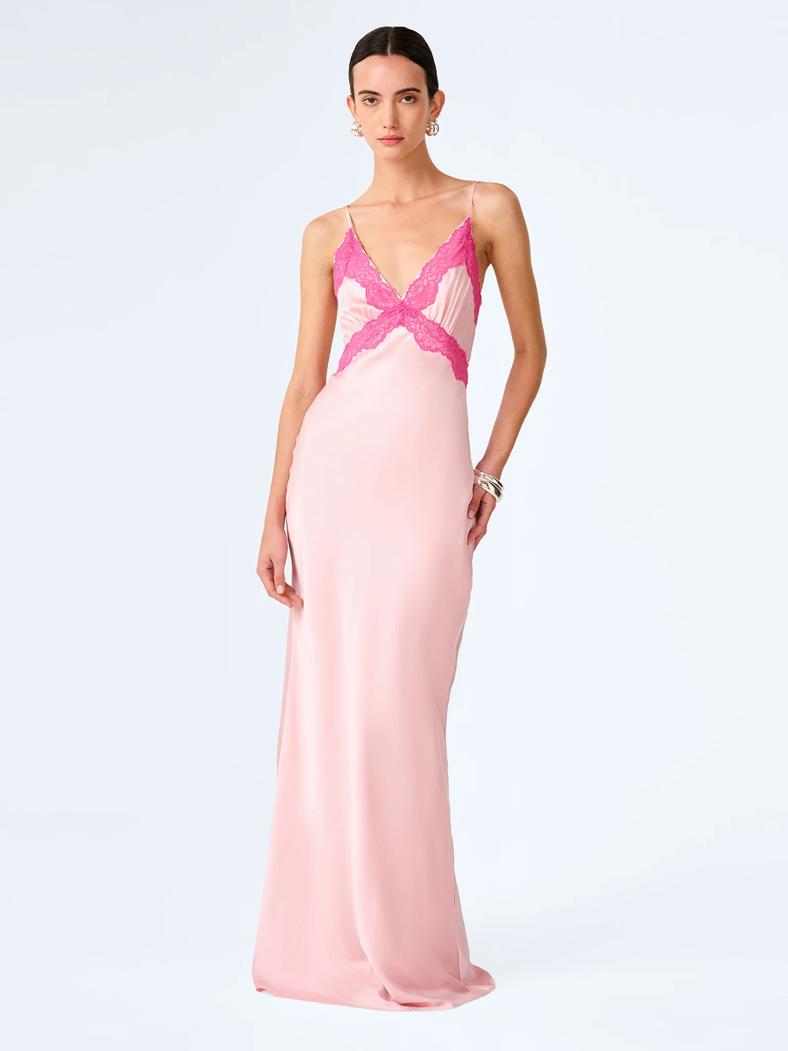 Drew Maxi Dress in Veiled Pink/Pink Yarrow Lace