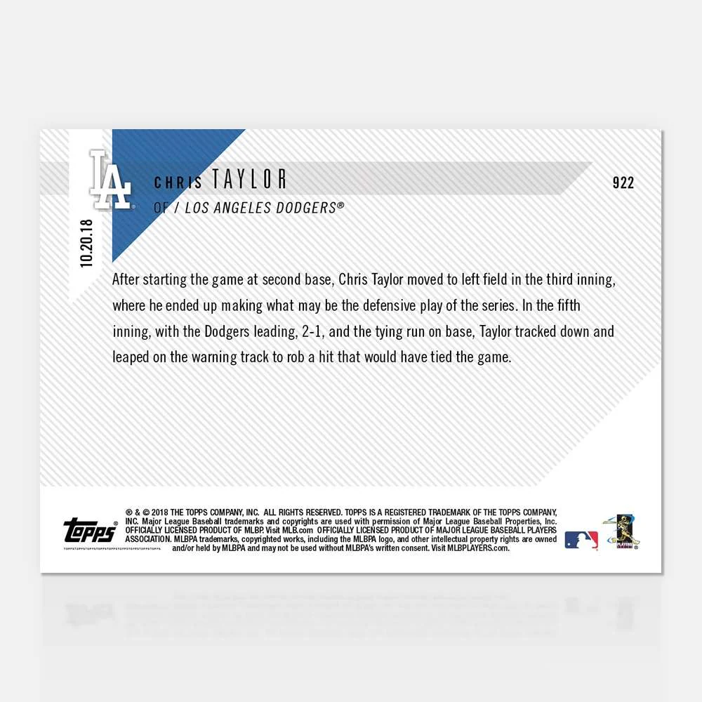 Yasiel Puig - 10/20/2018 TOPPS NOW® Card 922 - Print Run: 733