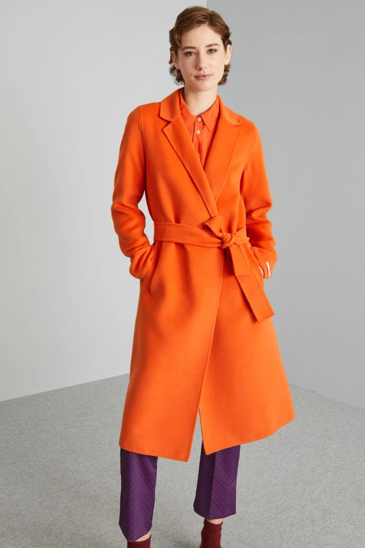 Diagonal cloth coat - ORANGE