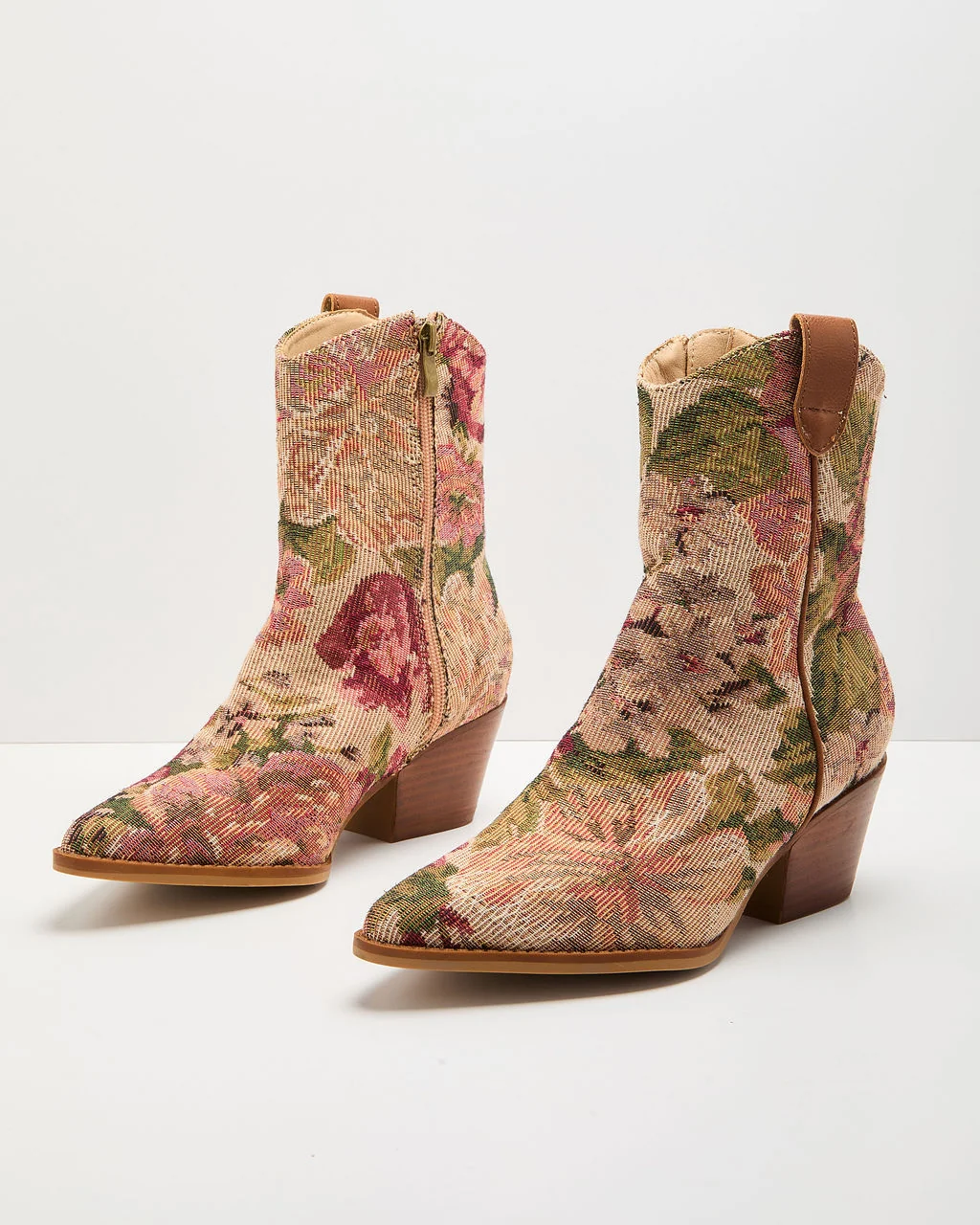 Lasting Beauty Floral Tapestry Booties