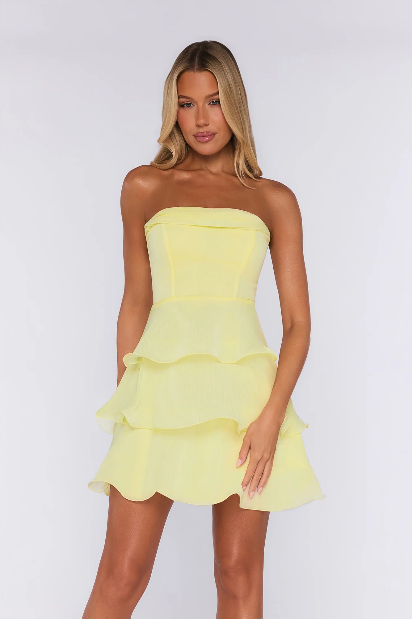 Irresistible Mood Strapless Mini Dress Yellow