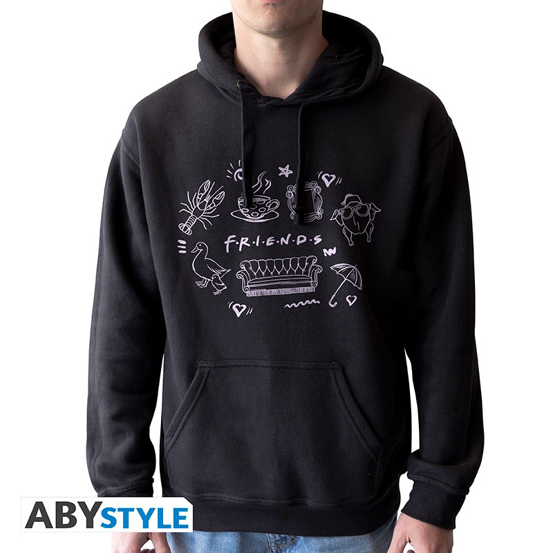 FRIENDS Hoodie Scribble without zip Black