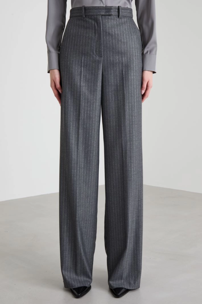Lamé pinstriped palazzo trousers - GREY