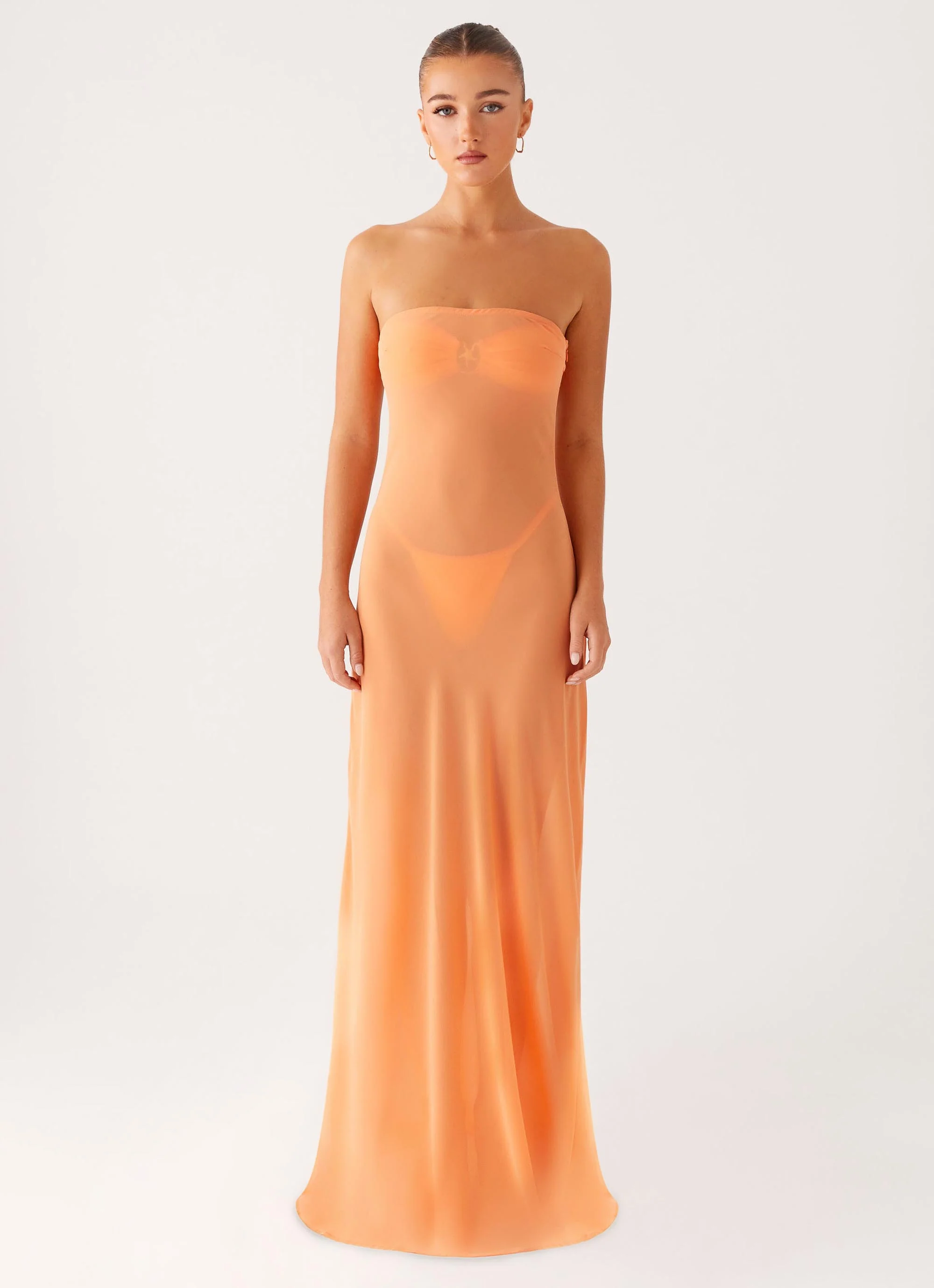Mattie Strapless Maxi Dress - Orange
