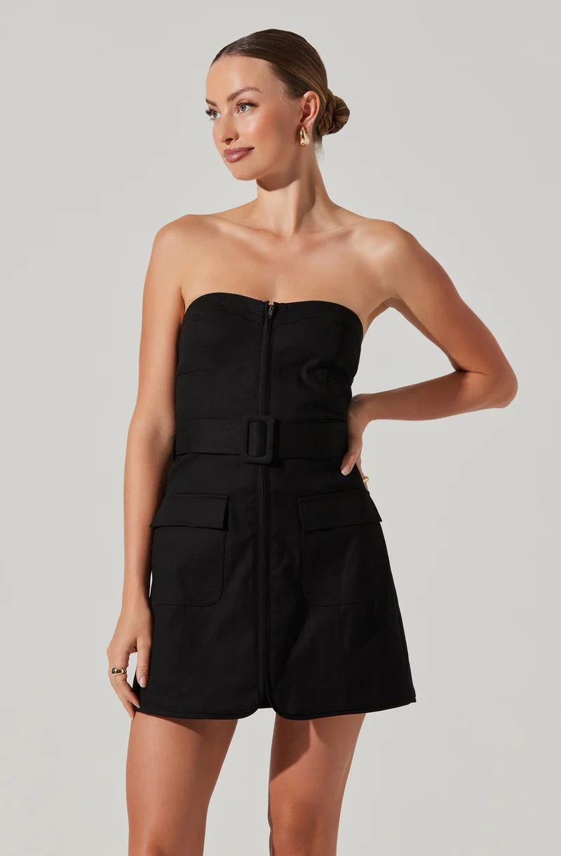 Deniz Strapless Mini Dress in Black
