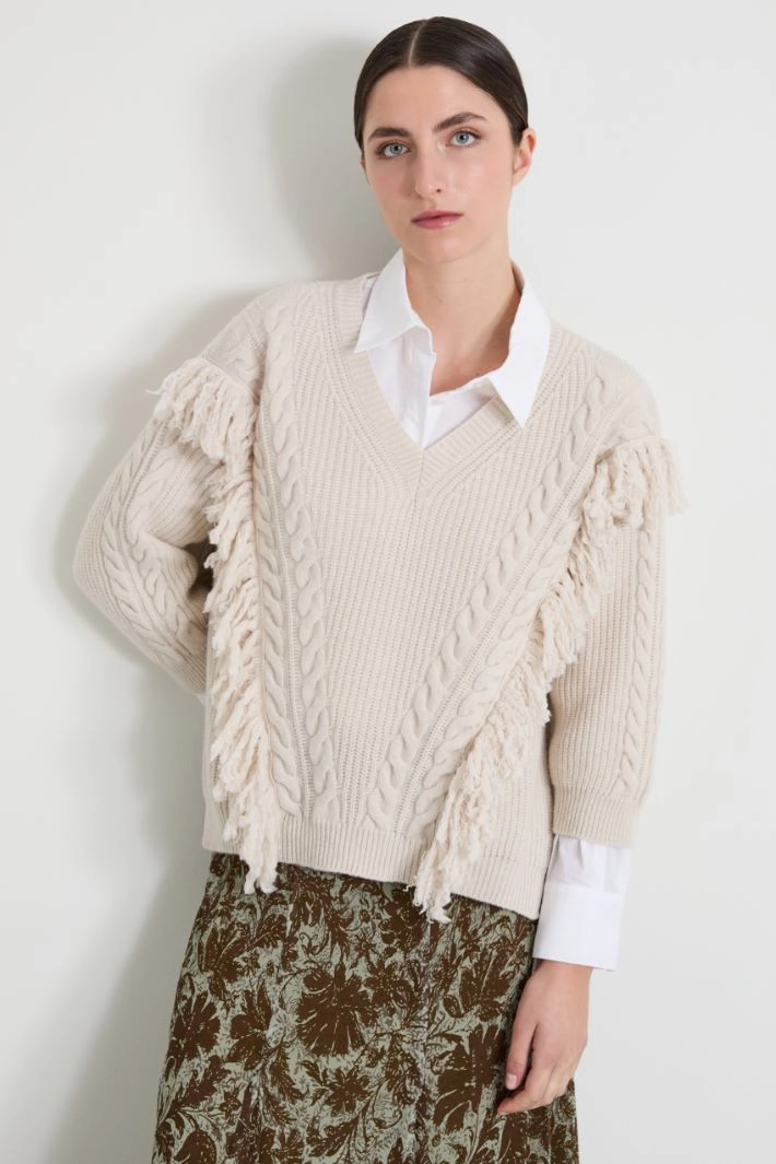 Cable-knit sweater - CREAM