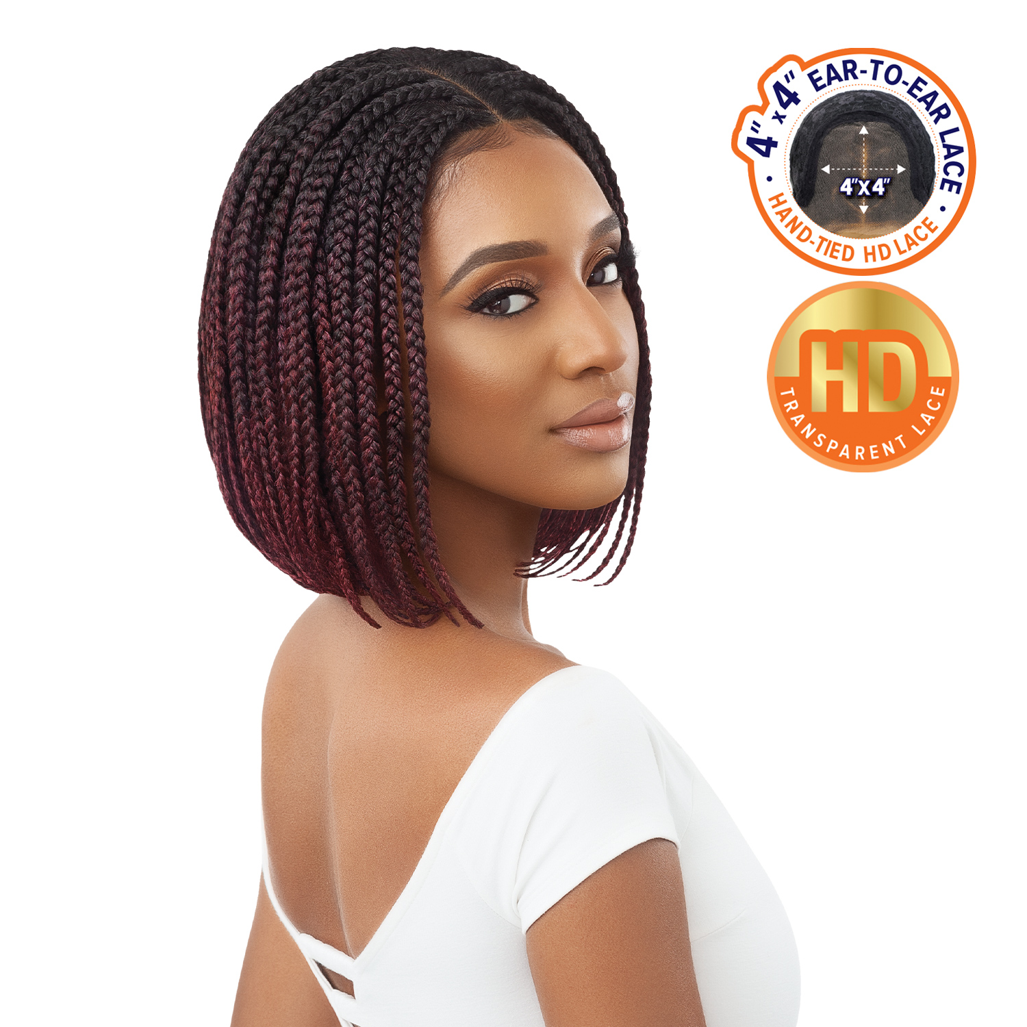 Outre Glueless HD Pre-Braided HD Lace Front Wig 4X4 Box Braid Bob 12