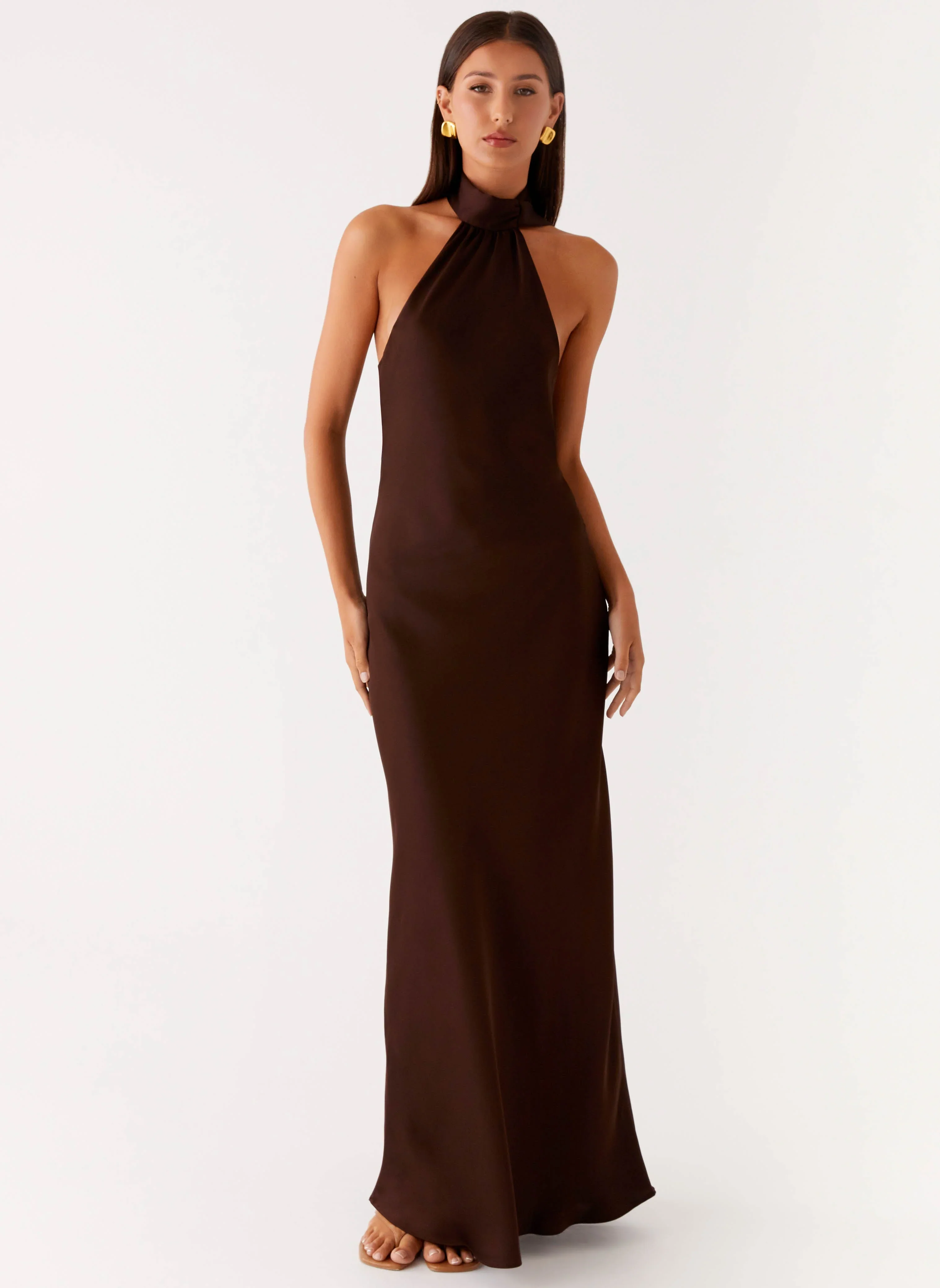 Keena Scarf Maxi Dress - Chocolate