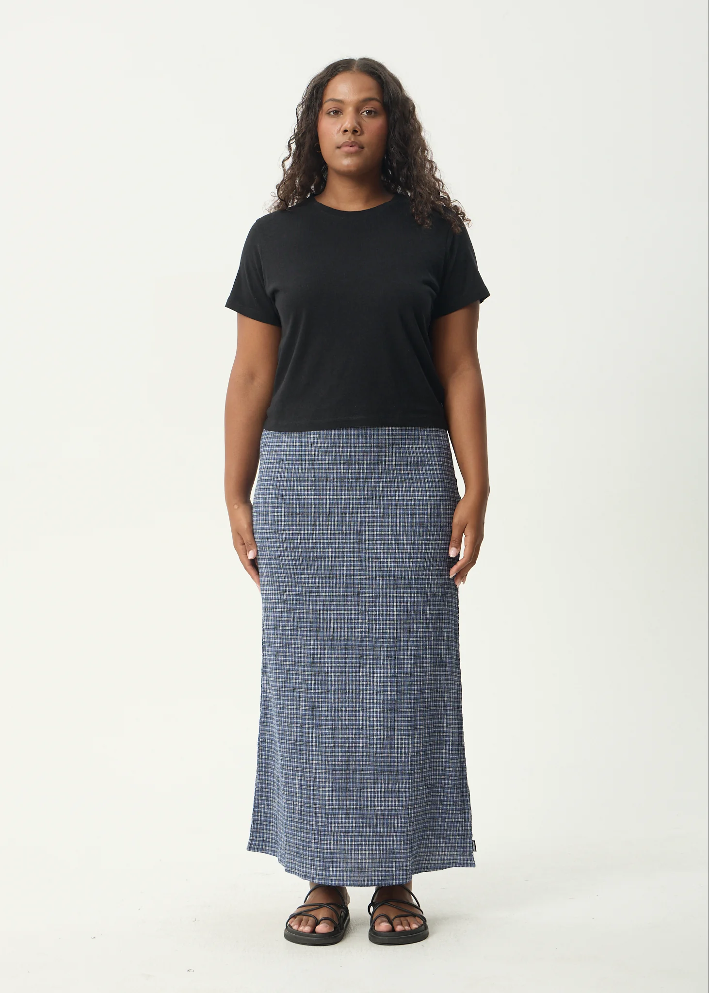 AFENDS Womens Lita - Seersucker Maxi Skirt - Shipwreck Marlin
