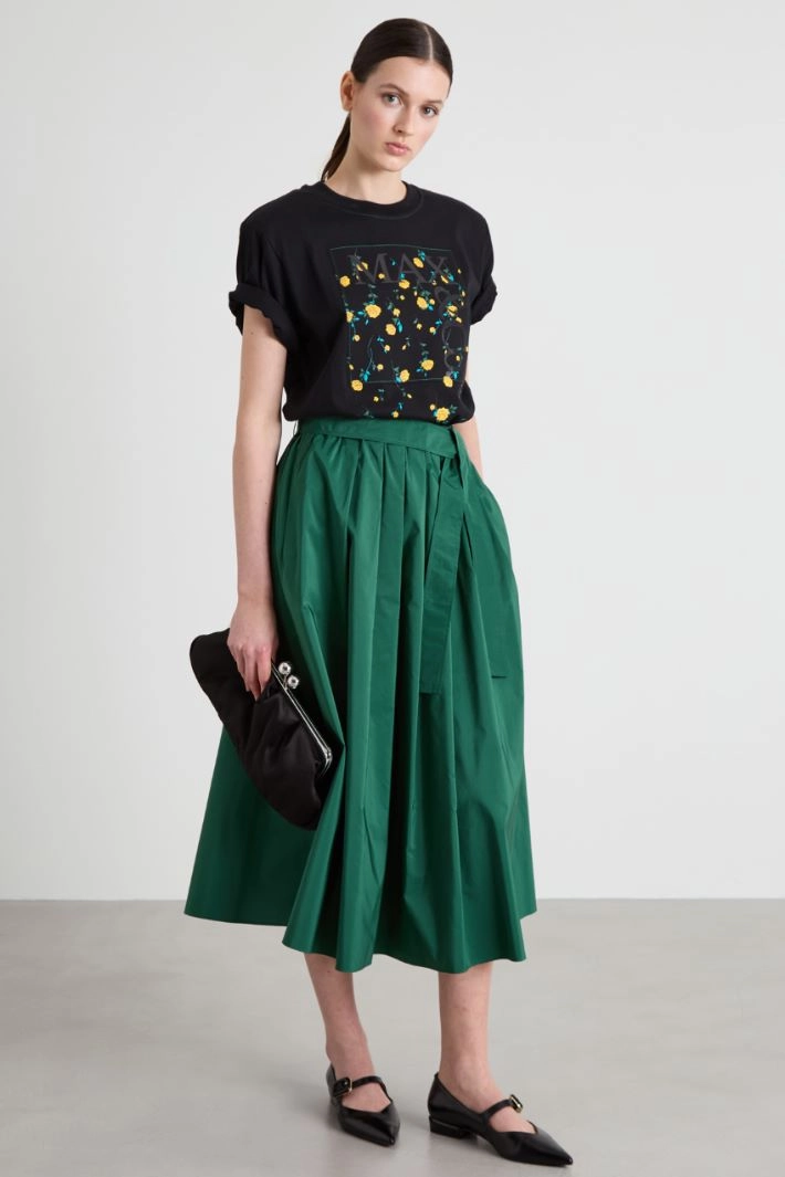 Pleated taffeta skirt - GREEN