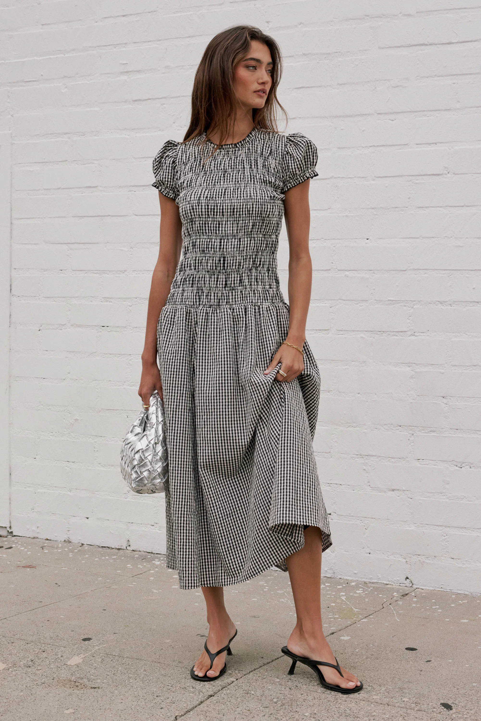 Opal Gingham Maxi Dress in Black