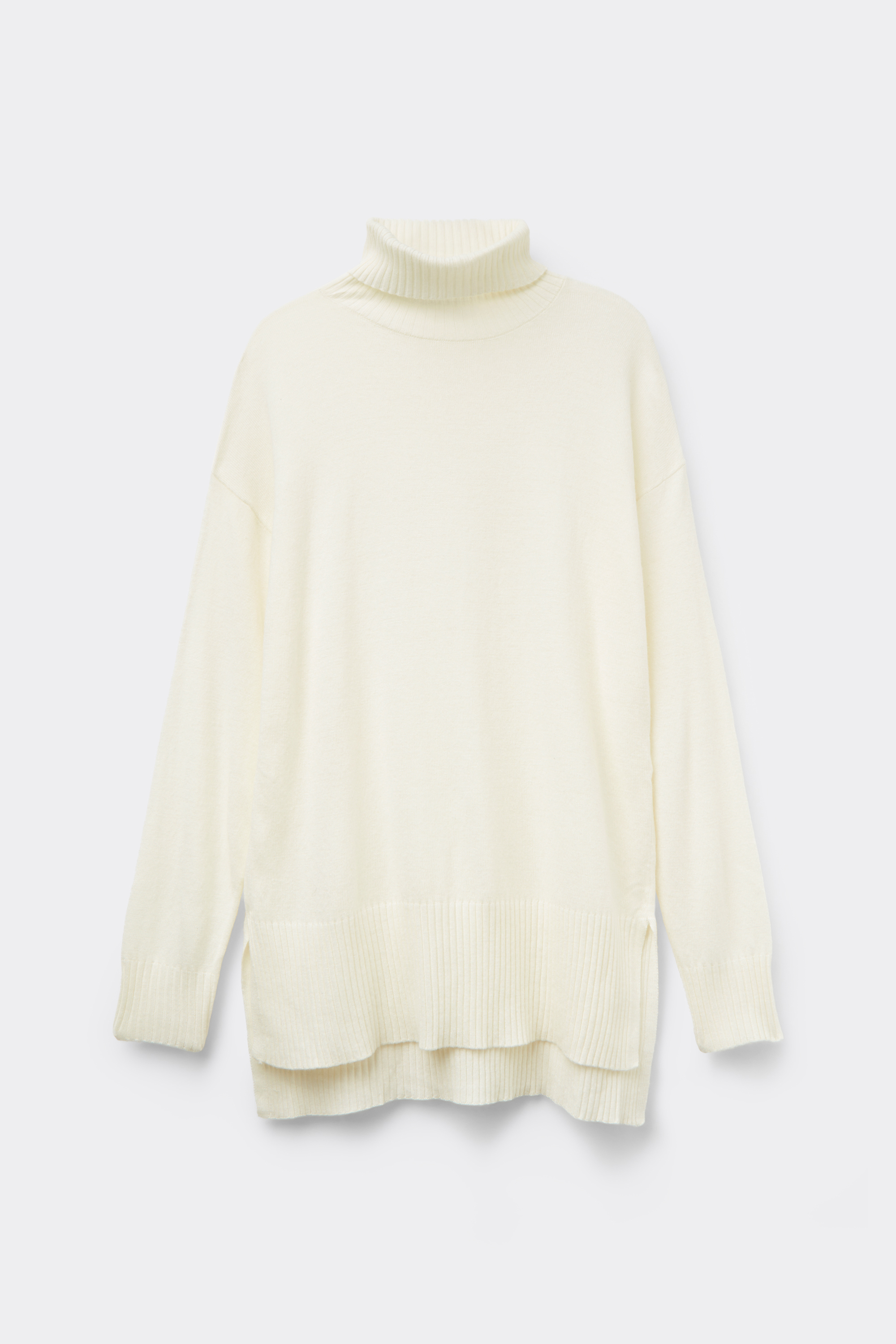 Long Thick Polo Neck Top with Wool