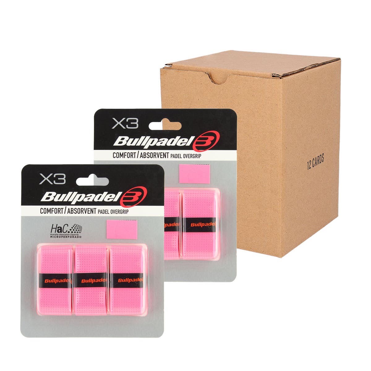 BOX 12 PCS - BLISTER (3 PCS) OVERGRIP BULLPADEL PINK