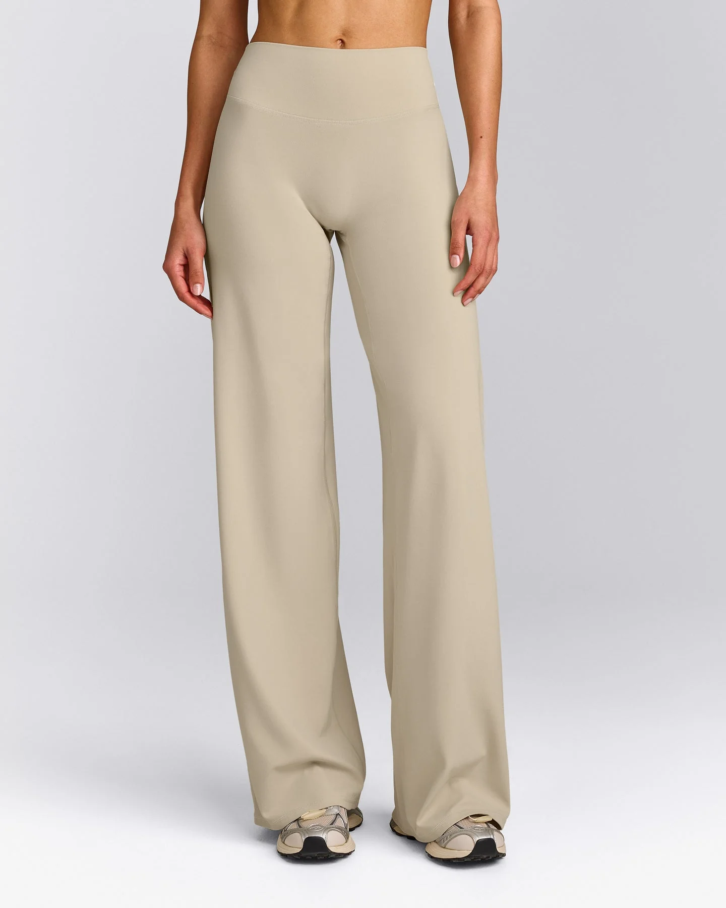 SoftMotion™ Straight Leg Bottoms with Grey Logo | Oatmeal