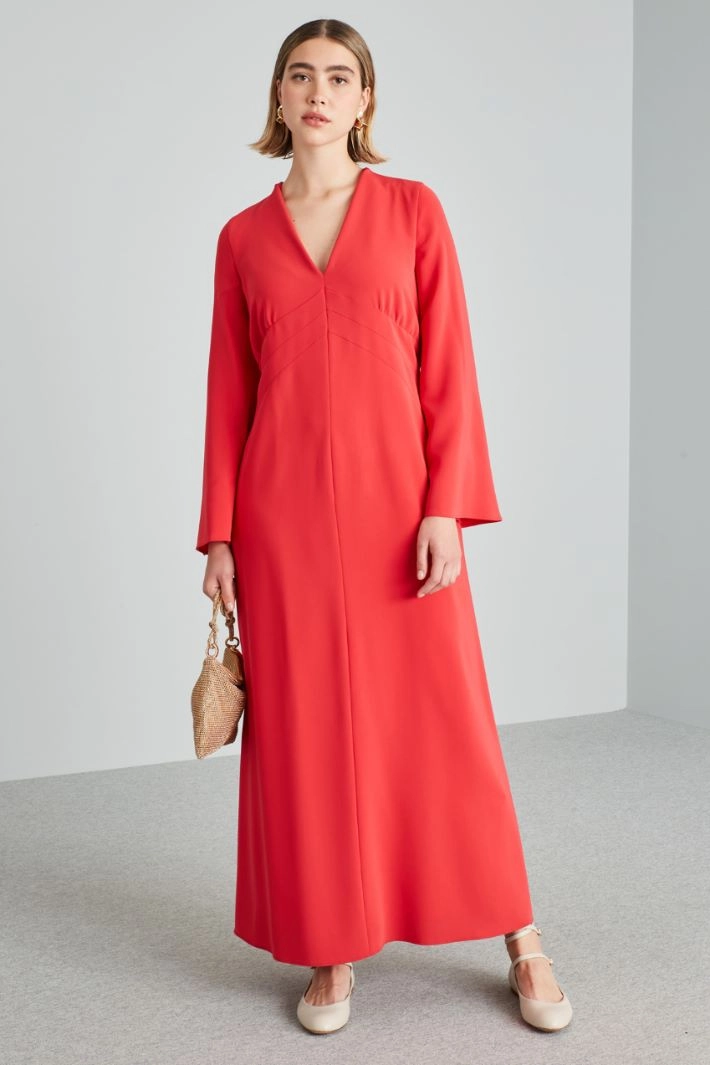 Long dress with flared sleeves - RED