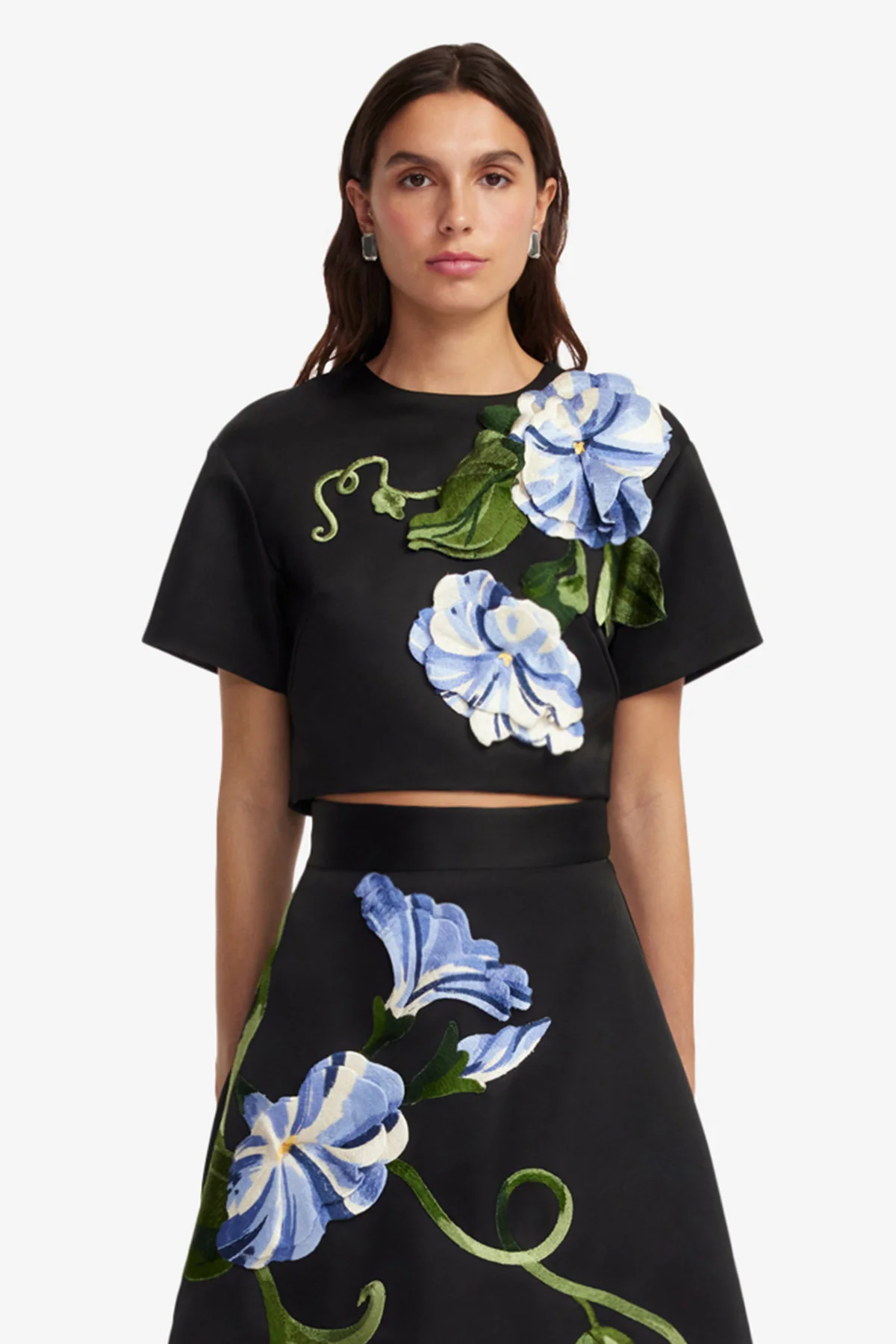 Indie Sleeve Top - Vine Print in Ebony