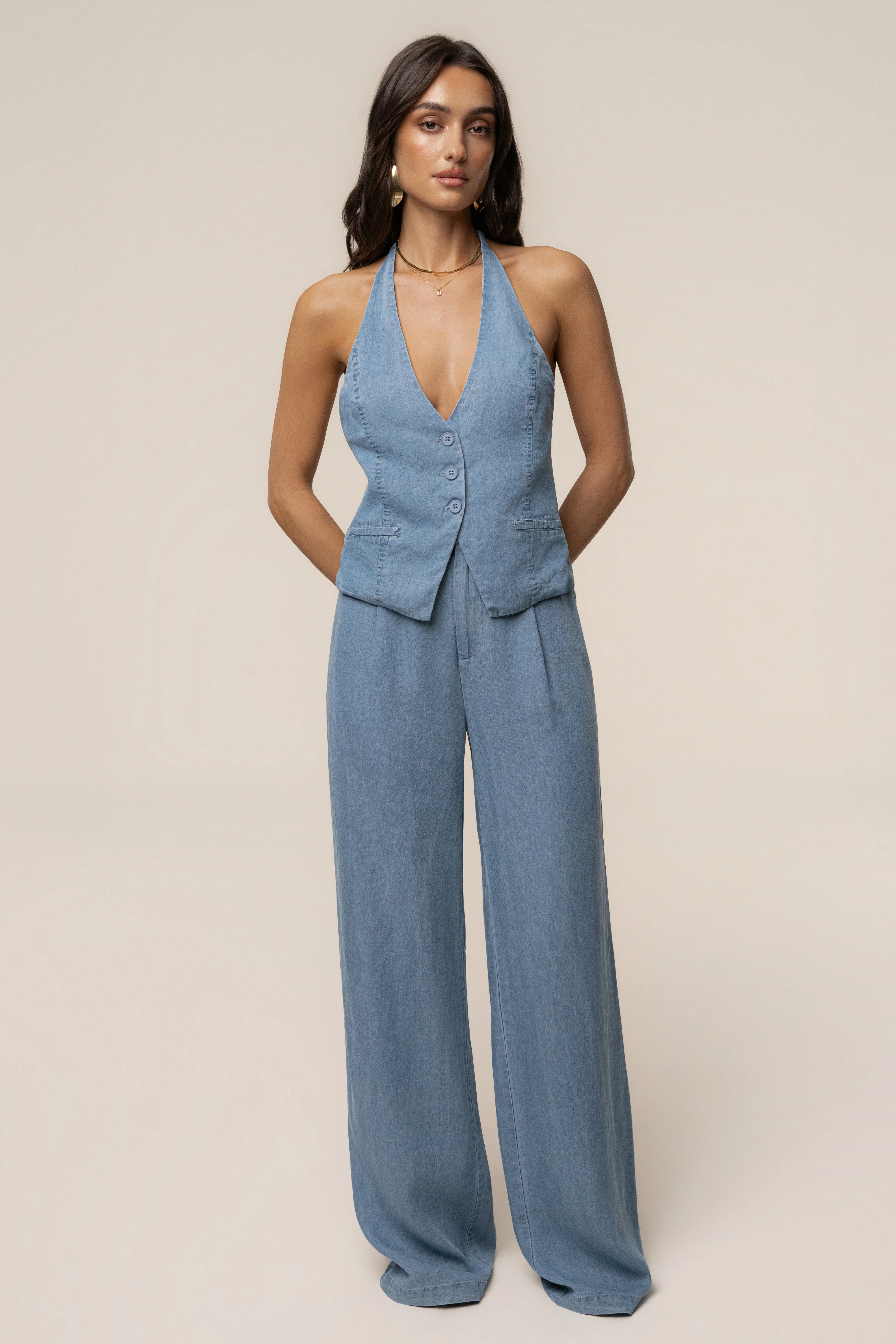 Chambray Downtown Vest Top
