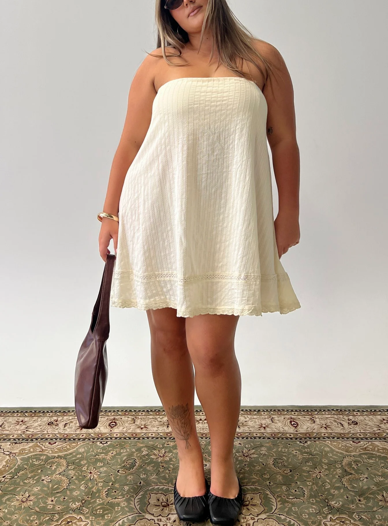 Gypsea Strapless Swing Mini Dress Butter Yellow Curve