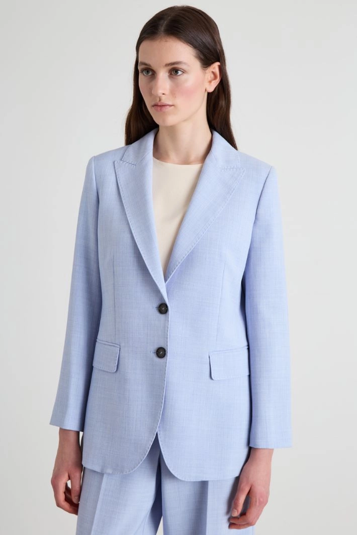 Basketweave mélange blazer - LIGHT BLUE