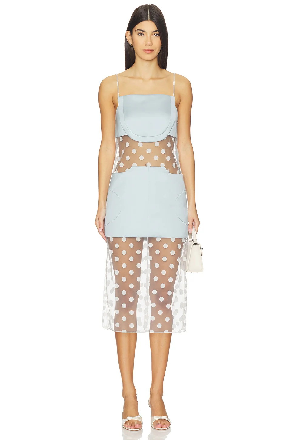 Sheer Panelled Slip Midi Dress