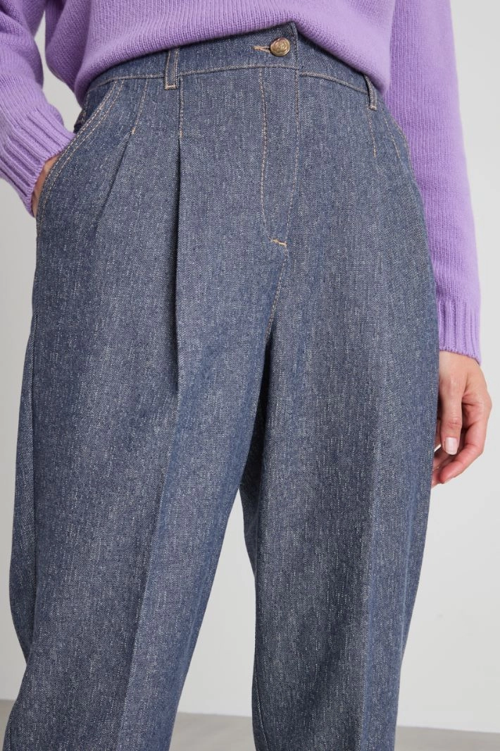 Baggy denim effect trousers - LIGHT BLUE