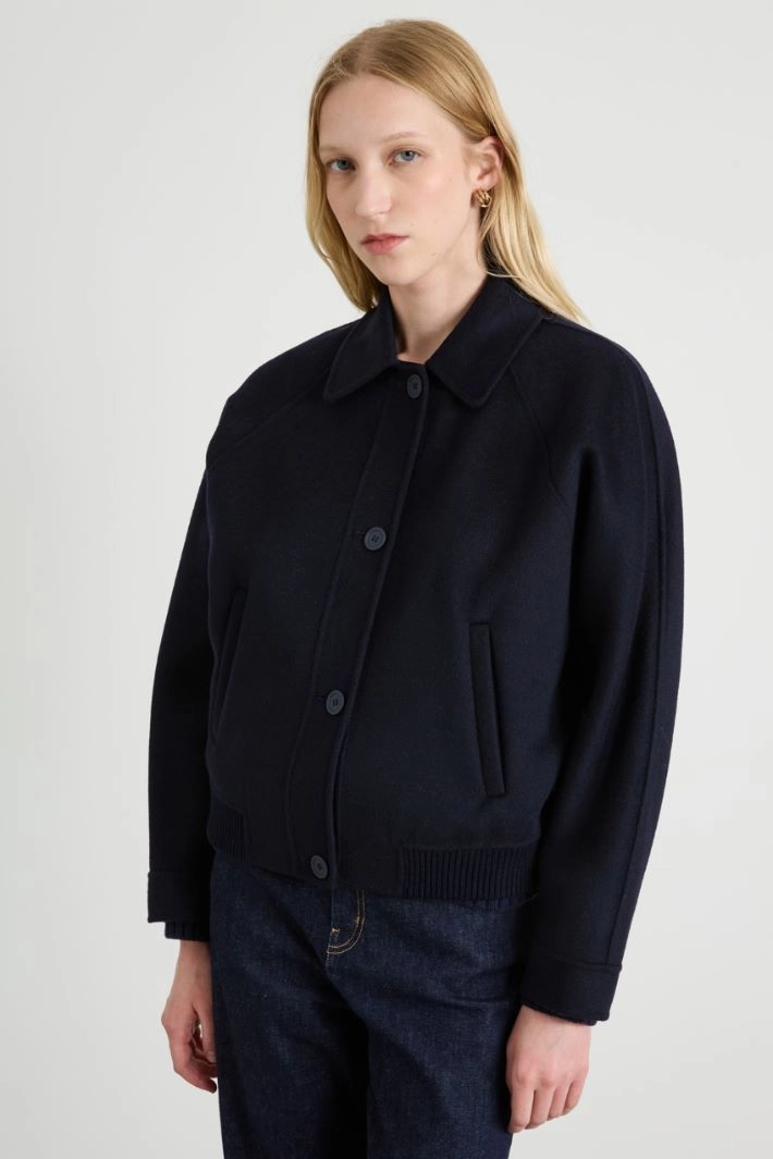 Wool bomber jacket - NIGHT BLUE