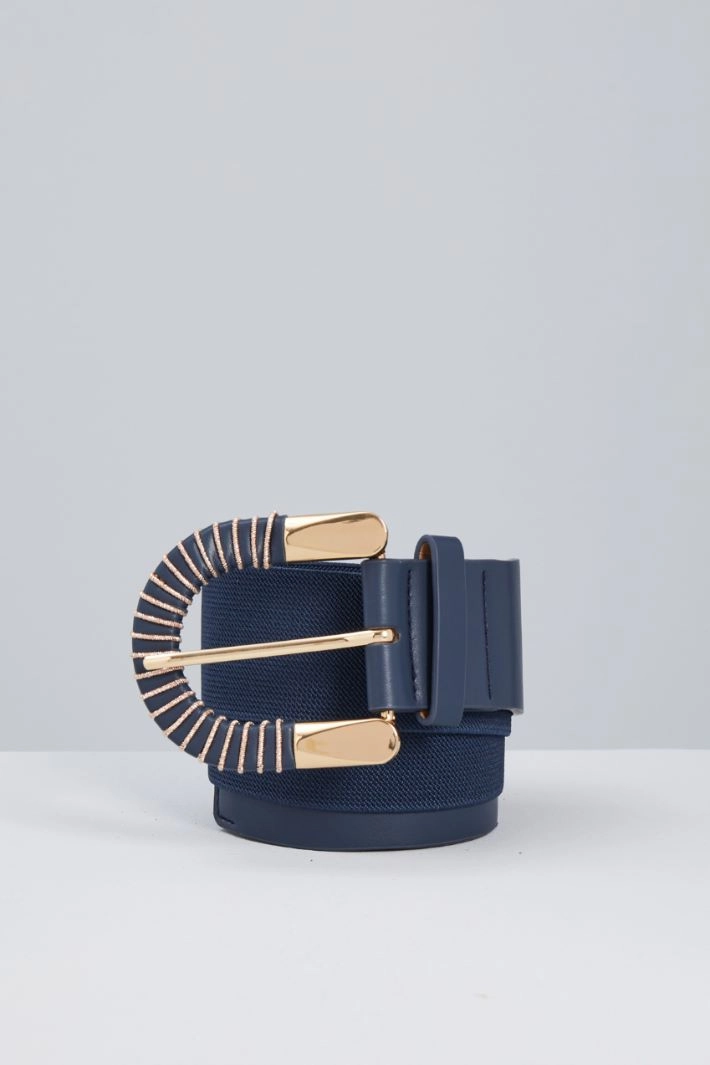 Elastic belt with lamé buckle - BLUE