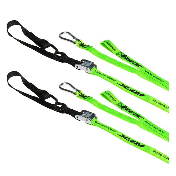 RFX Race Series 1.0 Tie-Down Straps (High-Vis/Black) with extra carabiner clipRef: RFX00166A / 1110916004