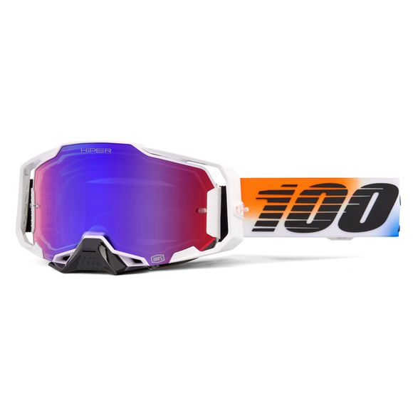 Masque cross 100% ARMEGA HiPER UNITED- Ecran Mirror Rouge/Blue 2026 - Blanc / BleuRef : CE1557 / 50003-00021