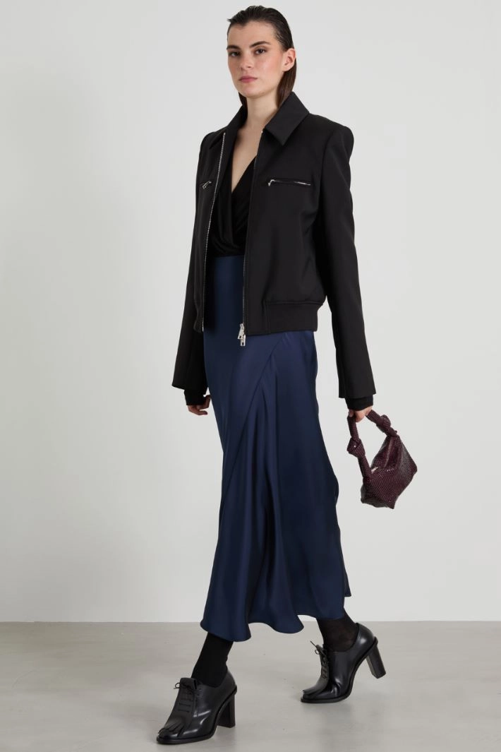 Godet satin skirt - BLUE