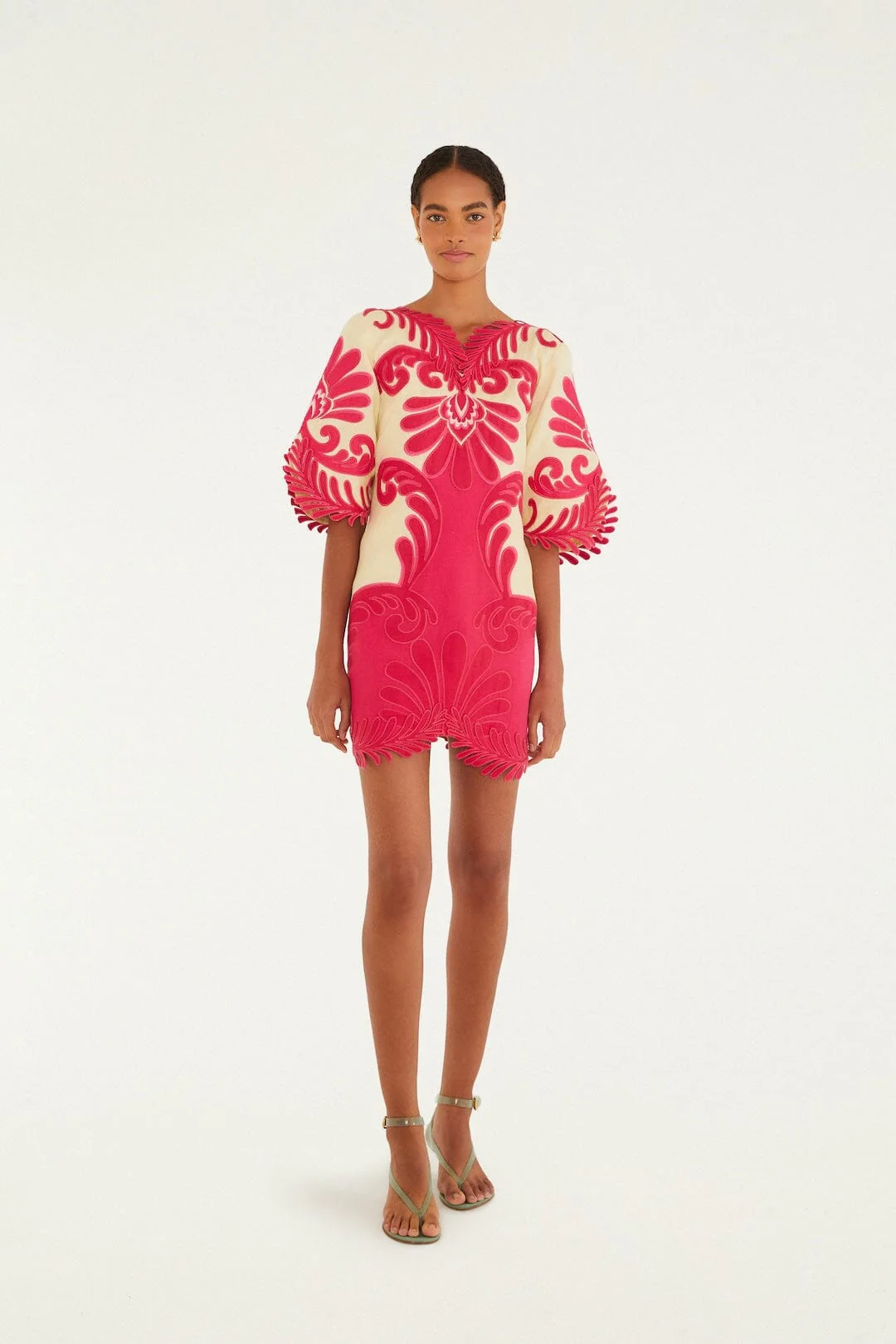 Pink Spring Arabesc Embroidered Mini Dress