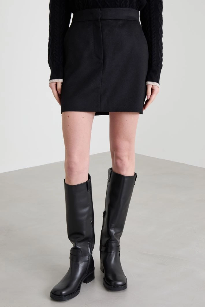 Camel drap mini skirt - BLACK