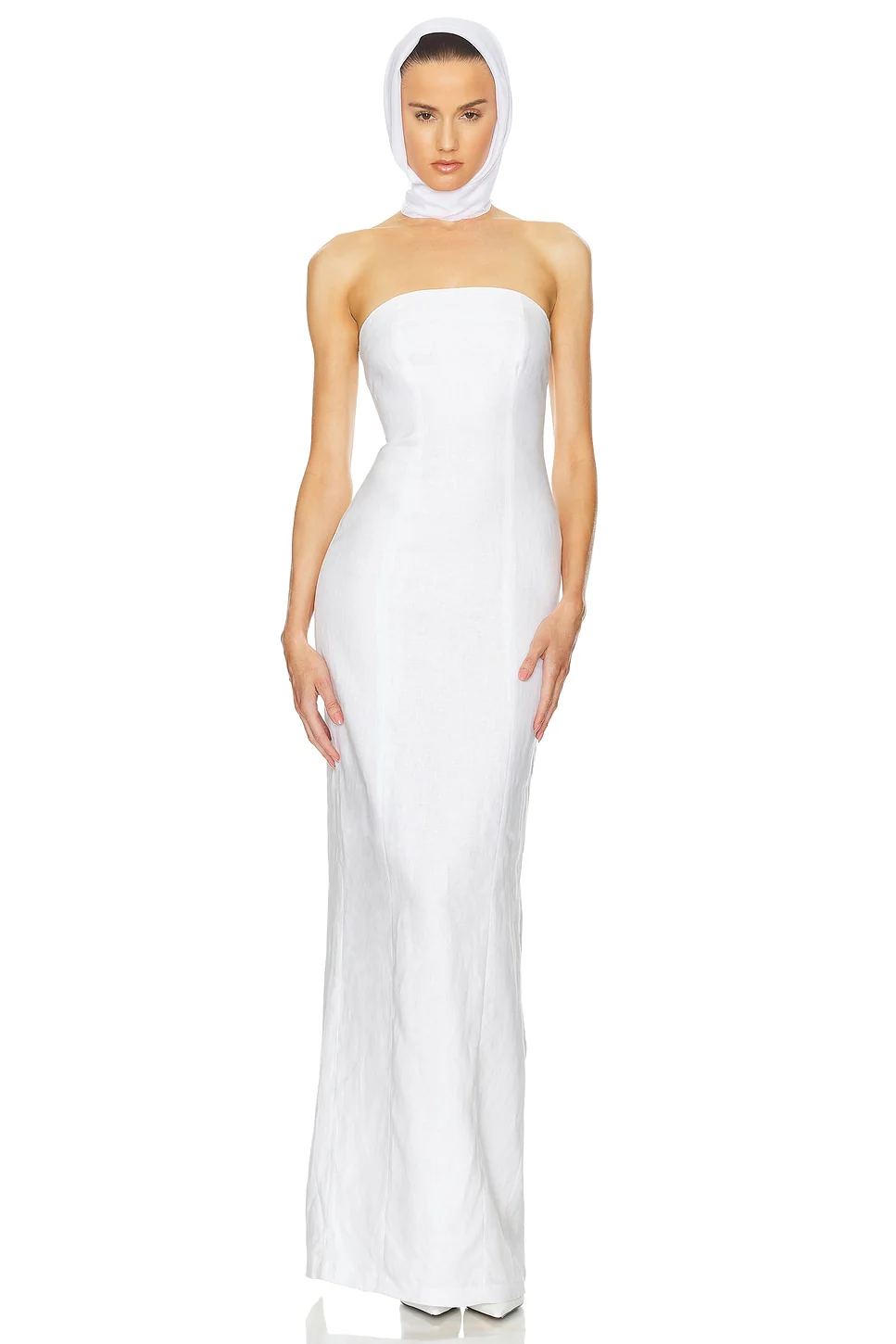 Linen Strapless Maxi Dress