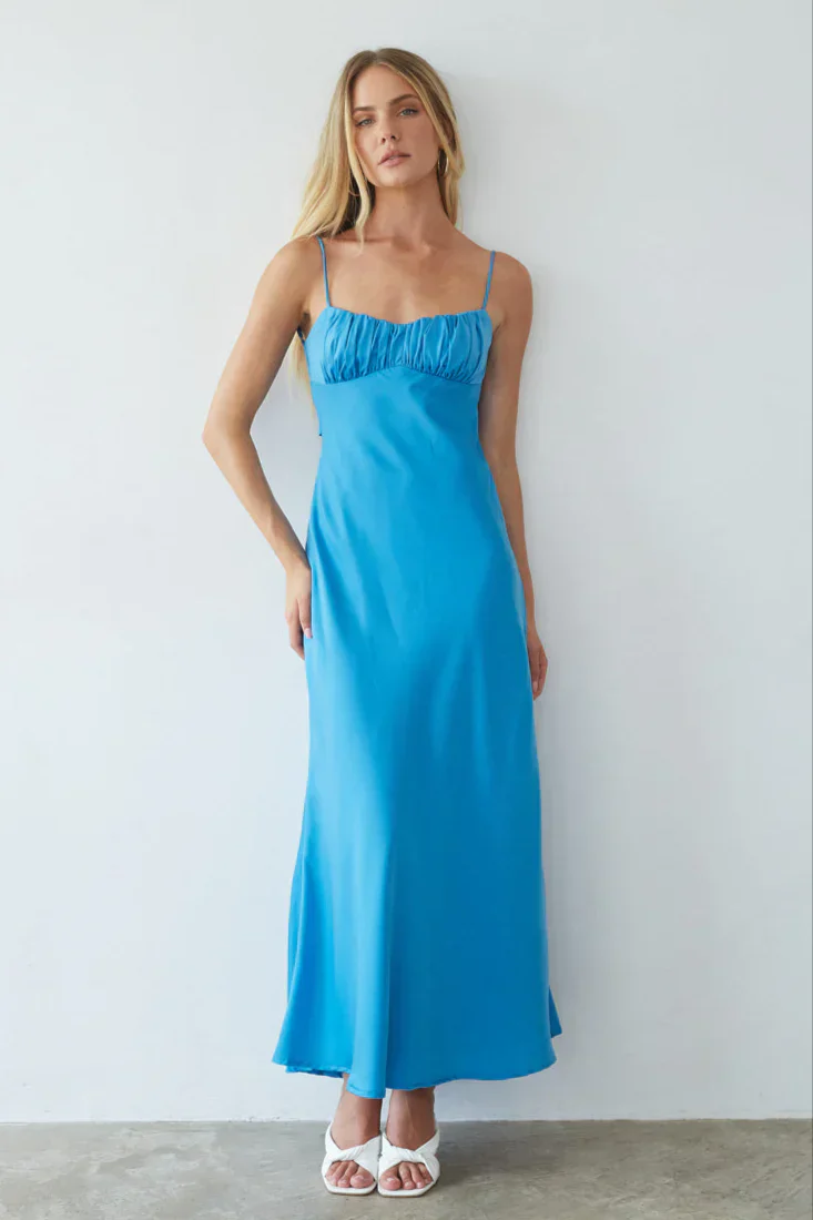 Andie Open Back Satin Maxi Dress