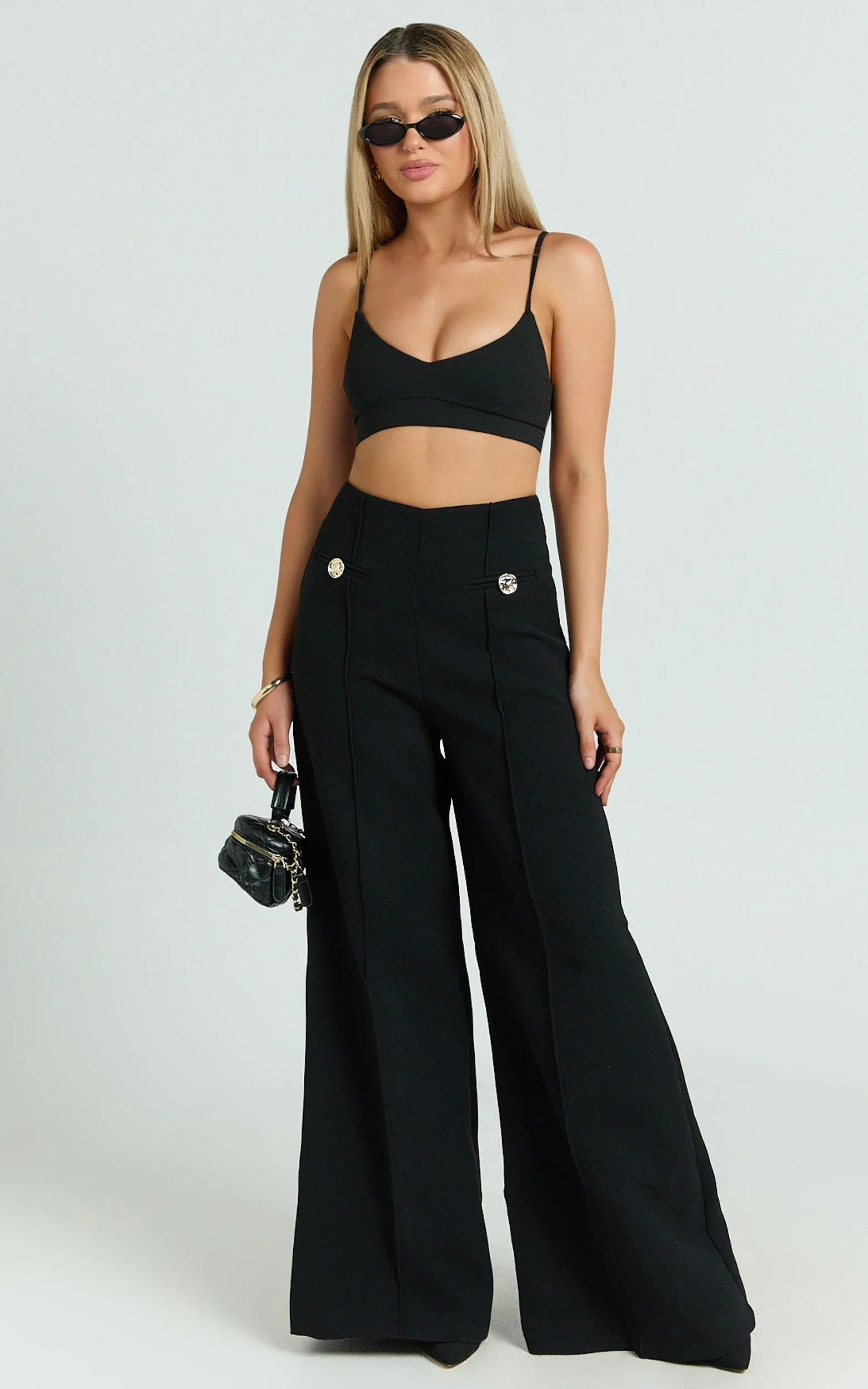 Clara Pants - High Waisted Wide Leg Pants in Black