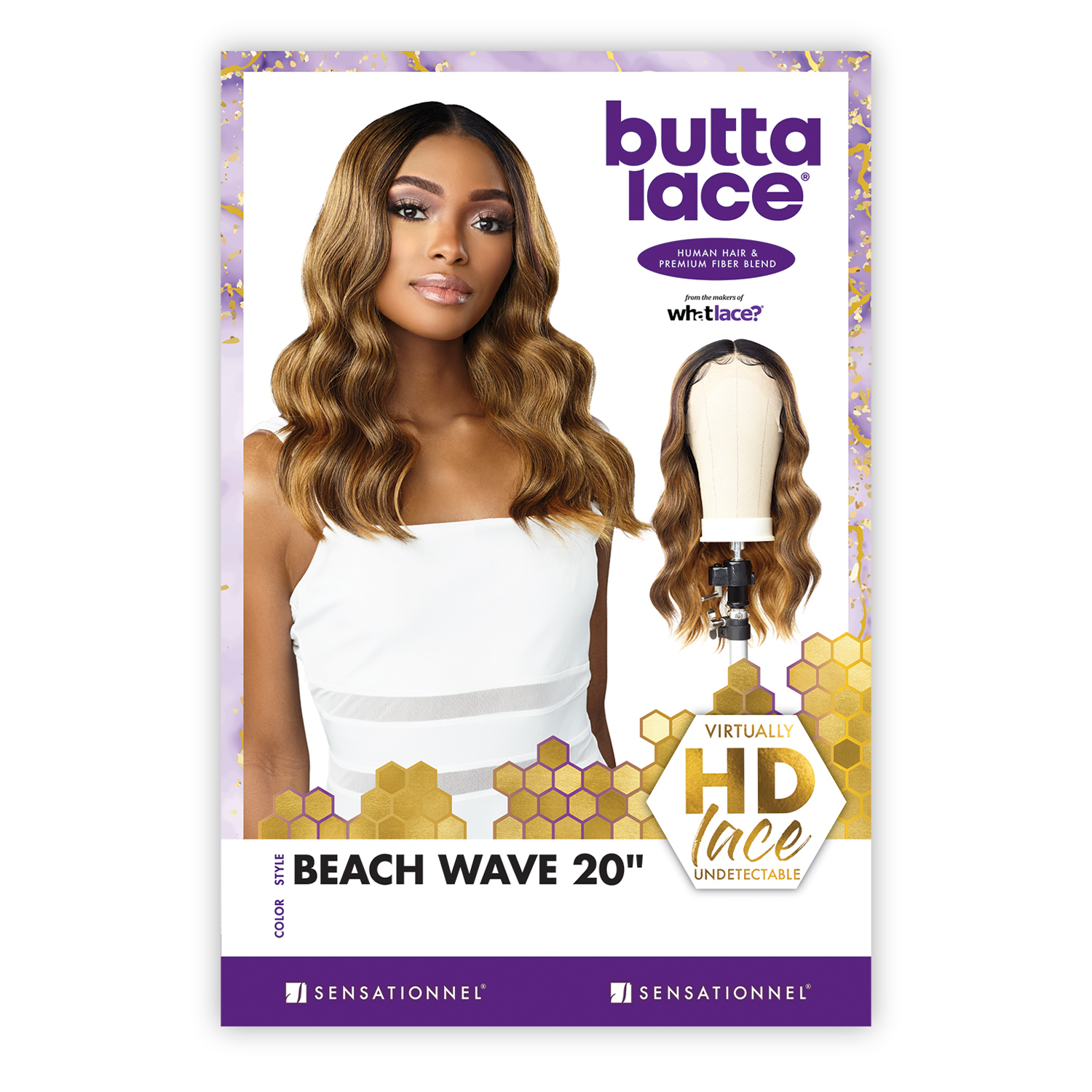 Sensationnel Human Hair Blend HD Lace Front Wig Butta Lace Beach Wave 20