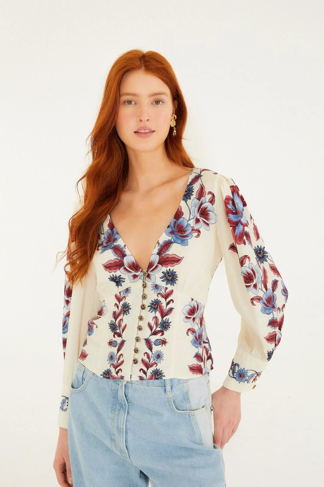 Off-White Malu Winter Buttoned Long Sleeve Blouse