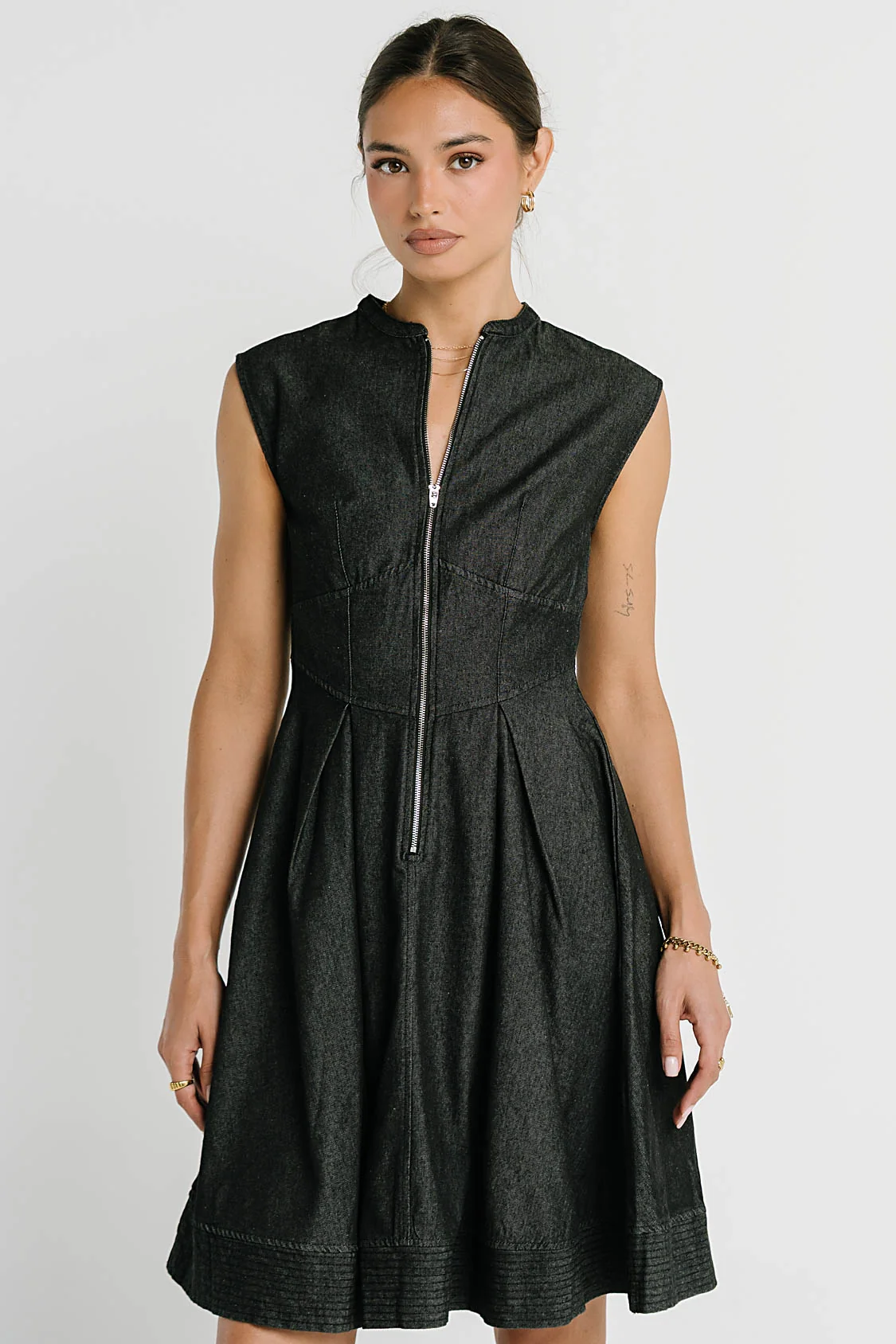 Jacee Denim Dress in Black