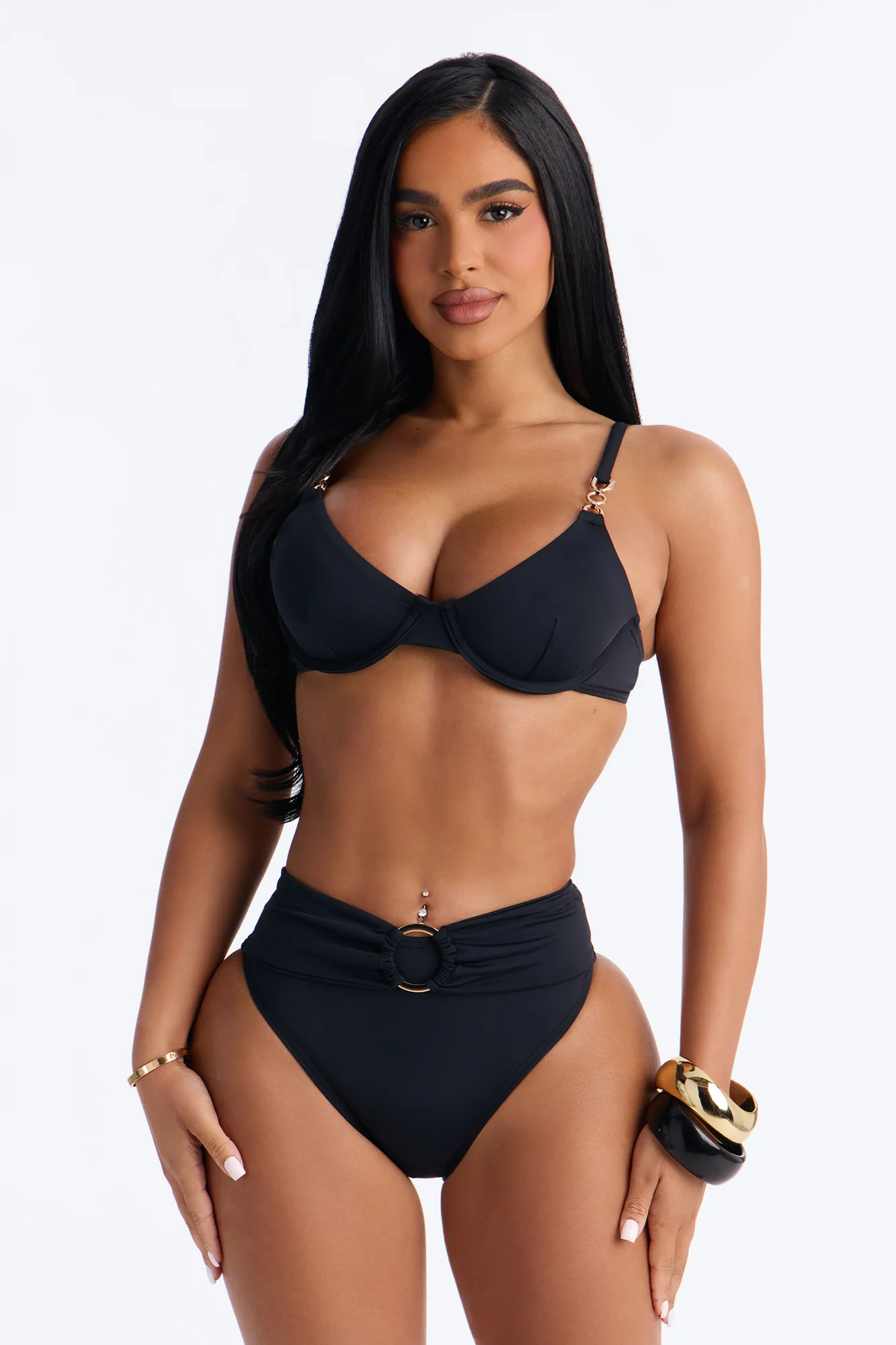 Meet Me By The Shore Underwire Hardware 2 Piece Bikini - Black