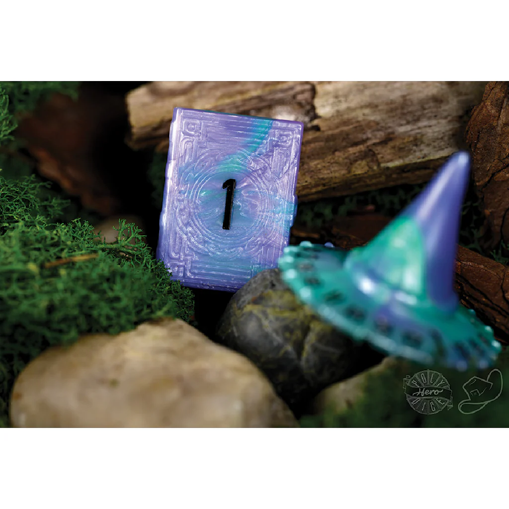 PolyHero Wizard d20 Wizard Hat and d2 Spellbook in Aether Mis