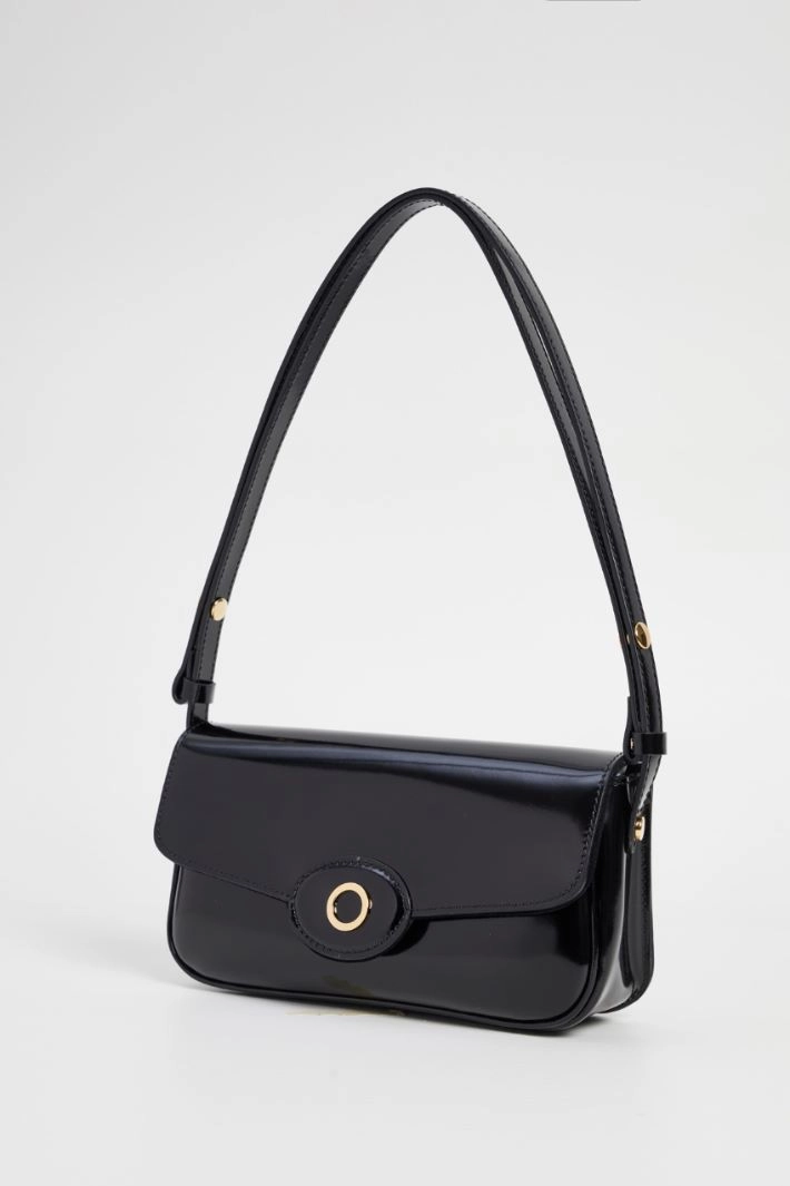 Shiny leather bag - BLACK