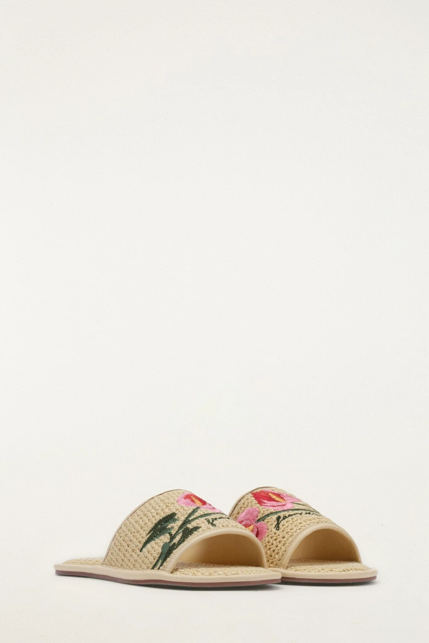 Raffia Farm Hotel Embroidered Slide Sandal