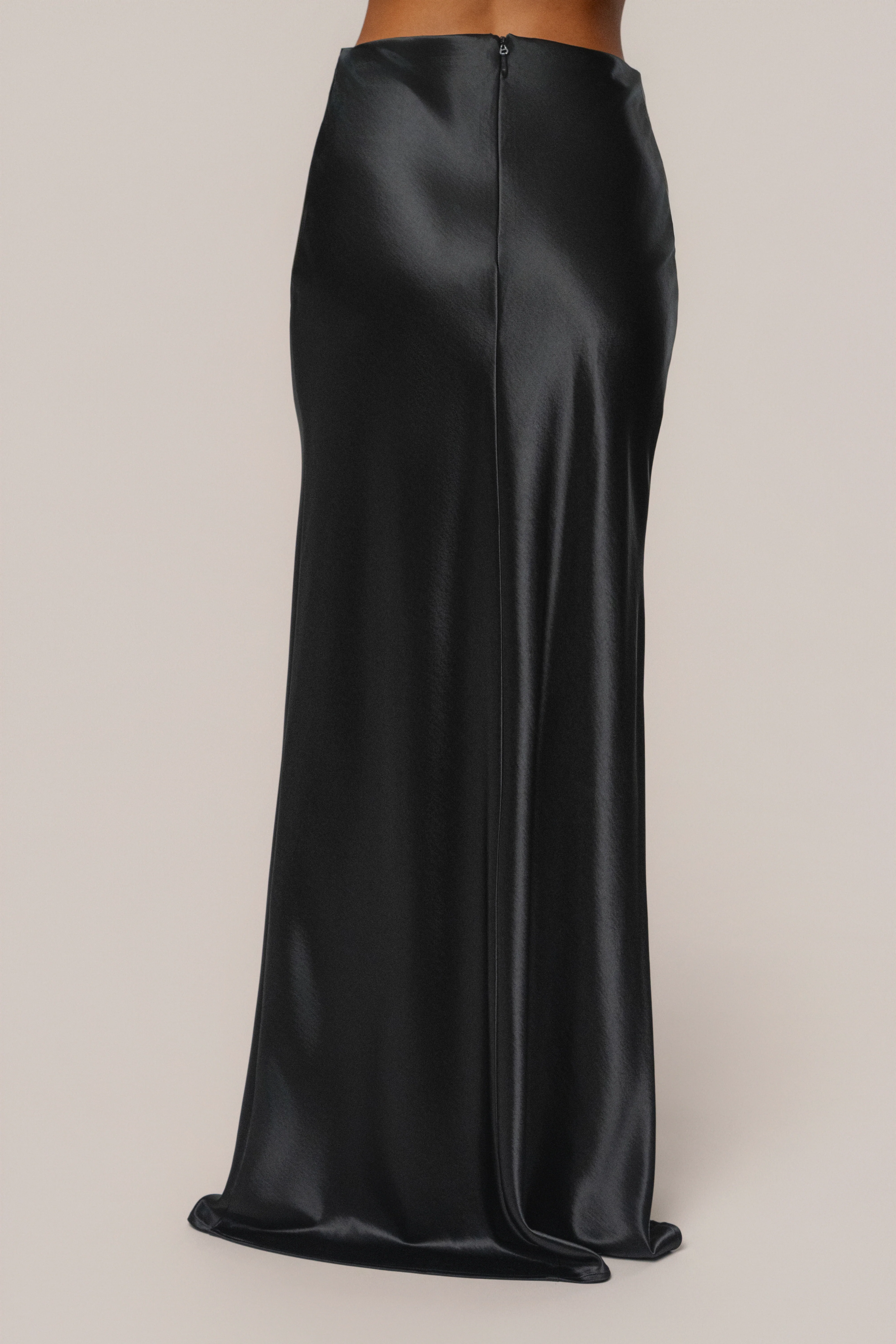 Black Tradition Satin Maxi Skirt