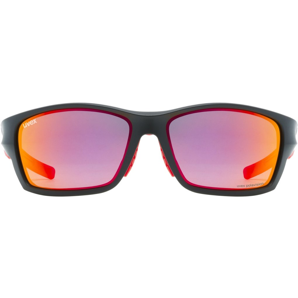 Uvex sportstyle 232 P Glasses - black matt red/polavision mirror red