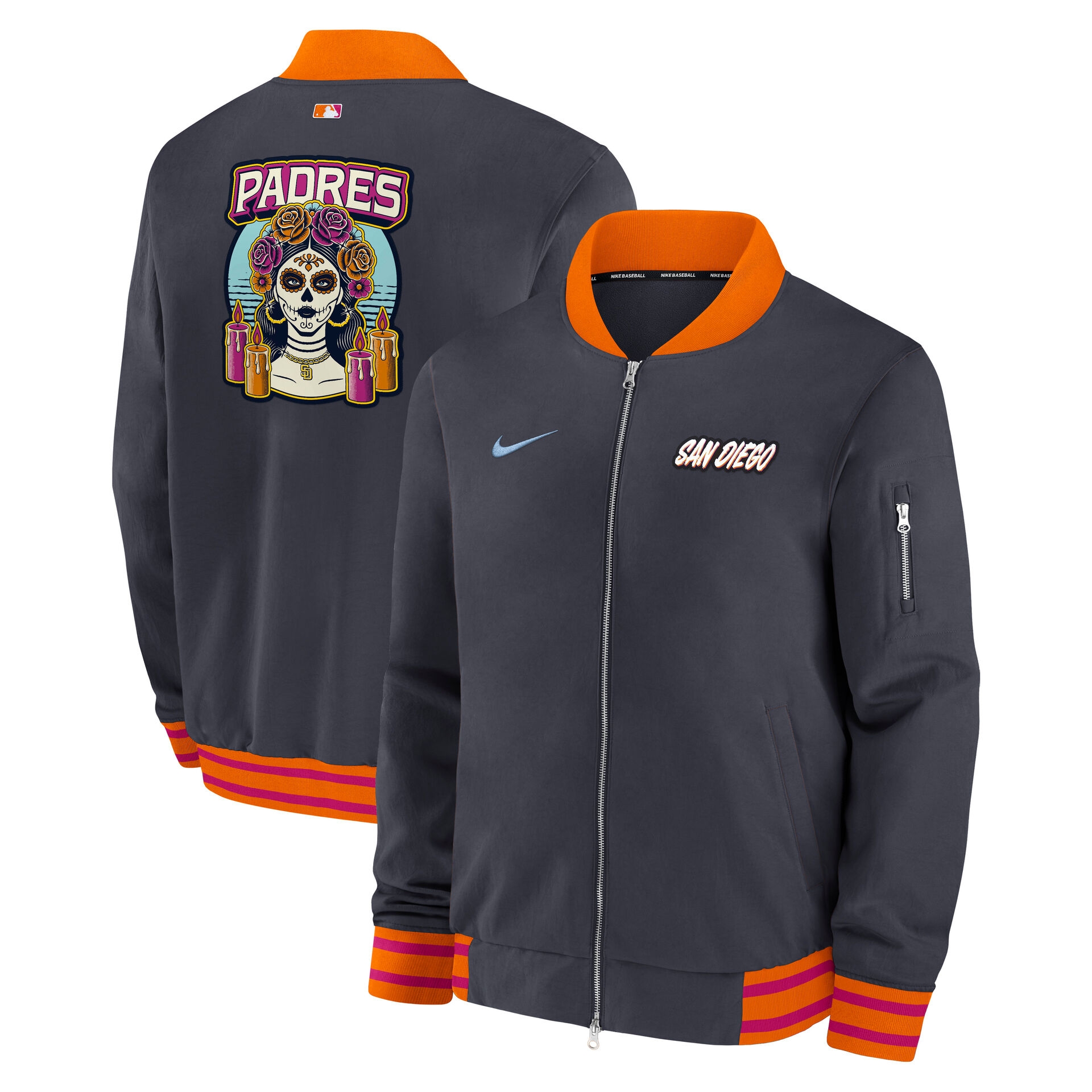 San Diego Padres City Connect 2026 MLB Authentic Dugout Bomber Jacket Navy