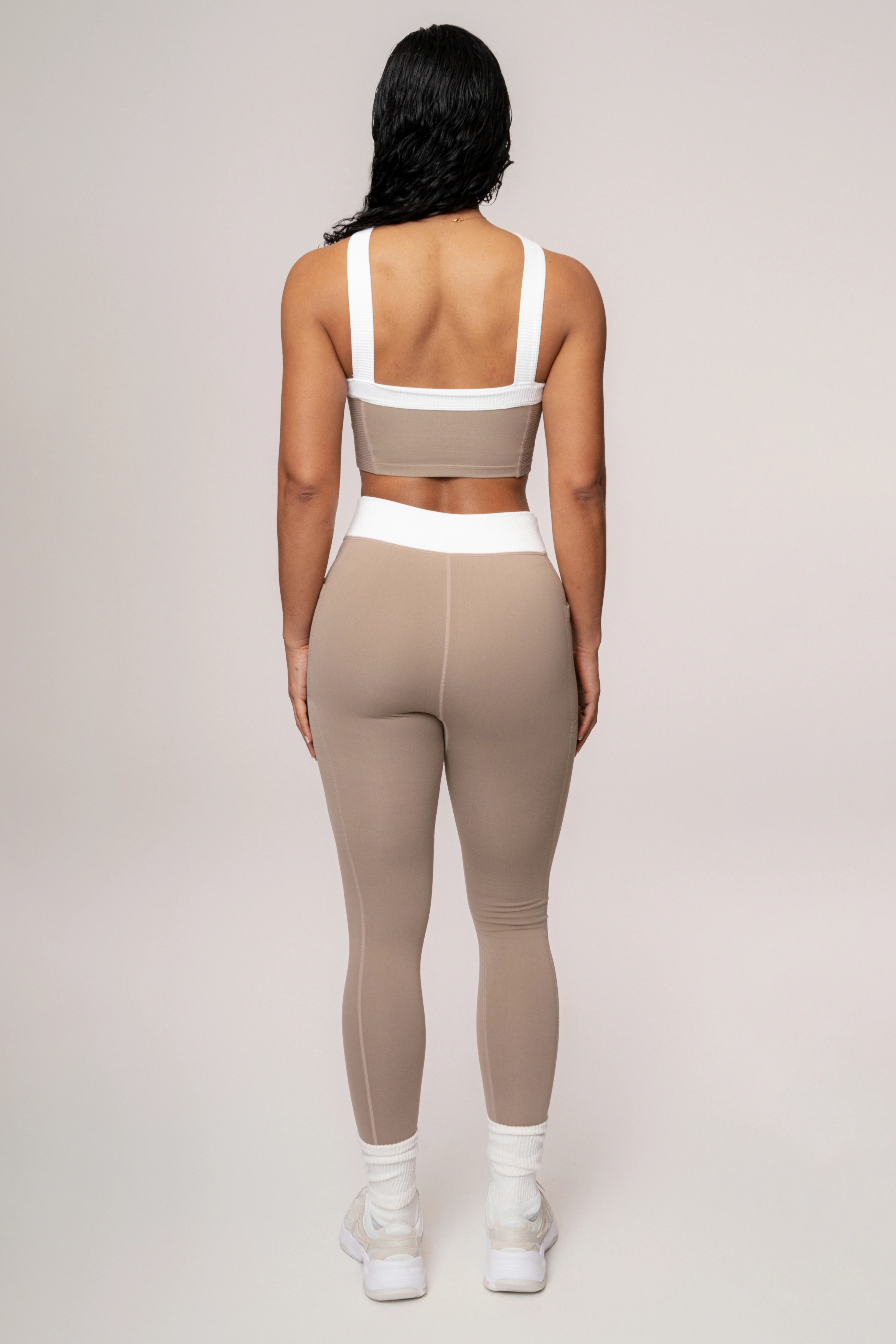 Beige/White Ultimate Ribbed Halter Top