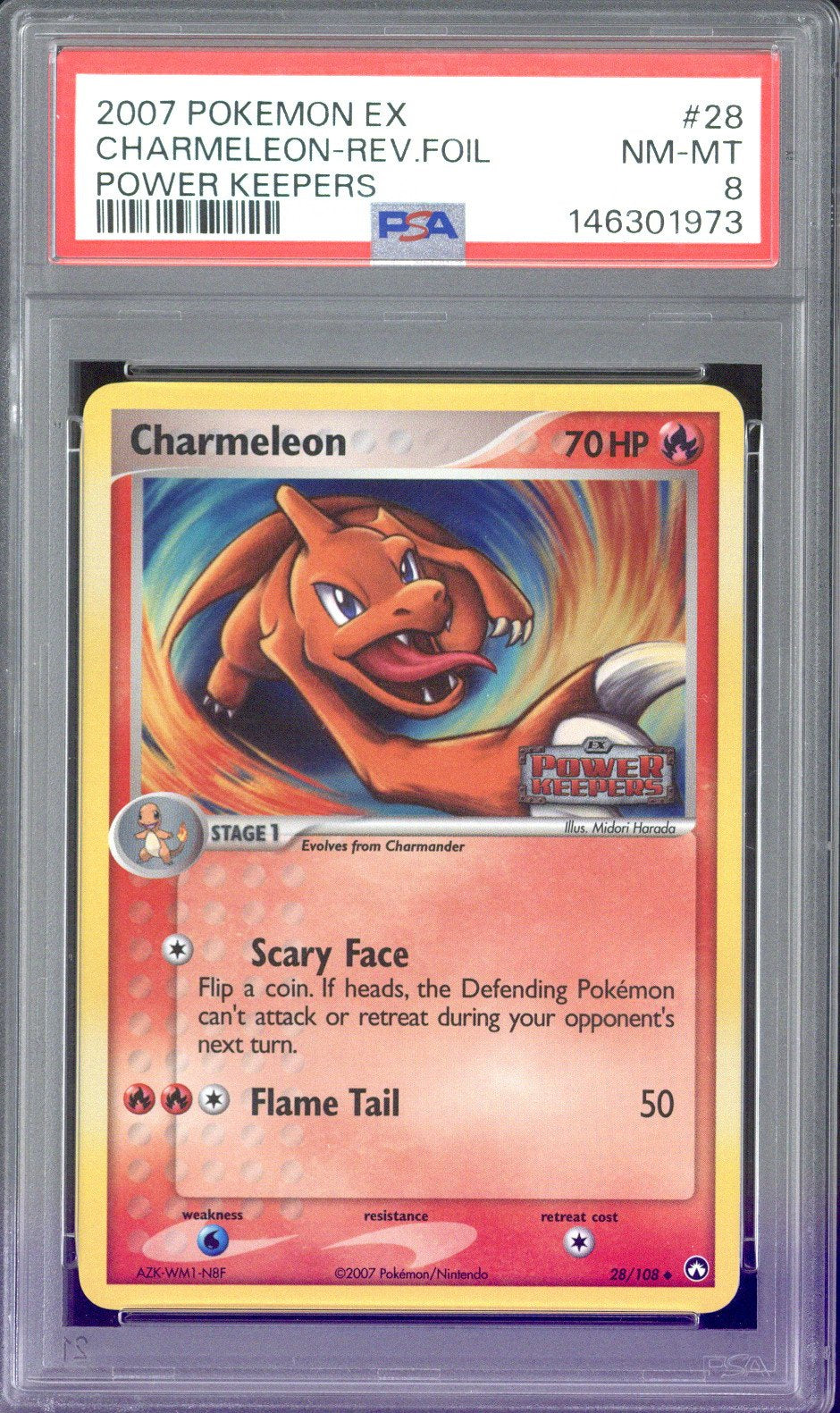 2007 Pokemon EX Charmeleon - Rev.Foil Power Keepers #28 PSA 8